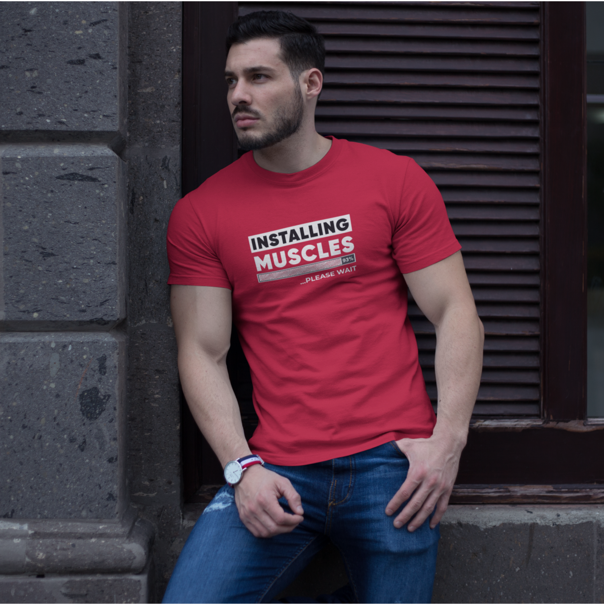 Men Gymming vibe text Printed Crew Neck T-Shirt