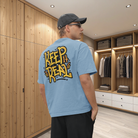 Streetwear Oversized Back Printed T-Shirt in Baby Blue