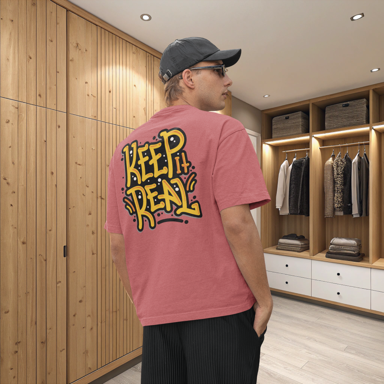 Streetwear Oversized Back Printed T-Shirt in Dusty Rose