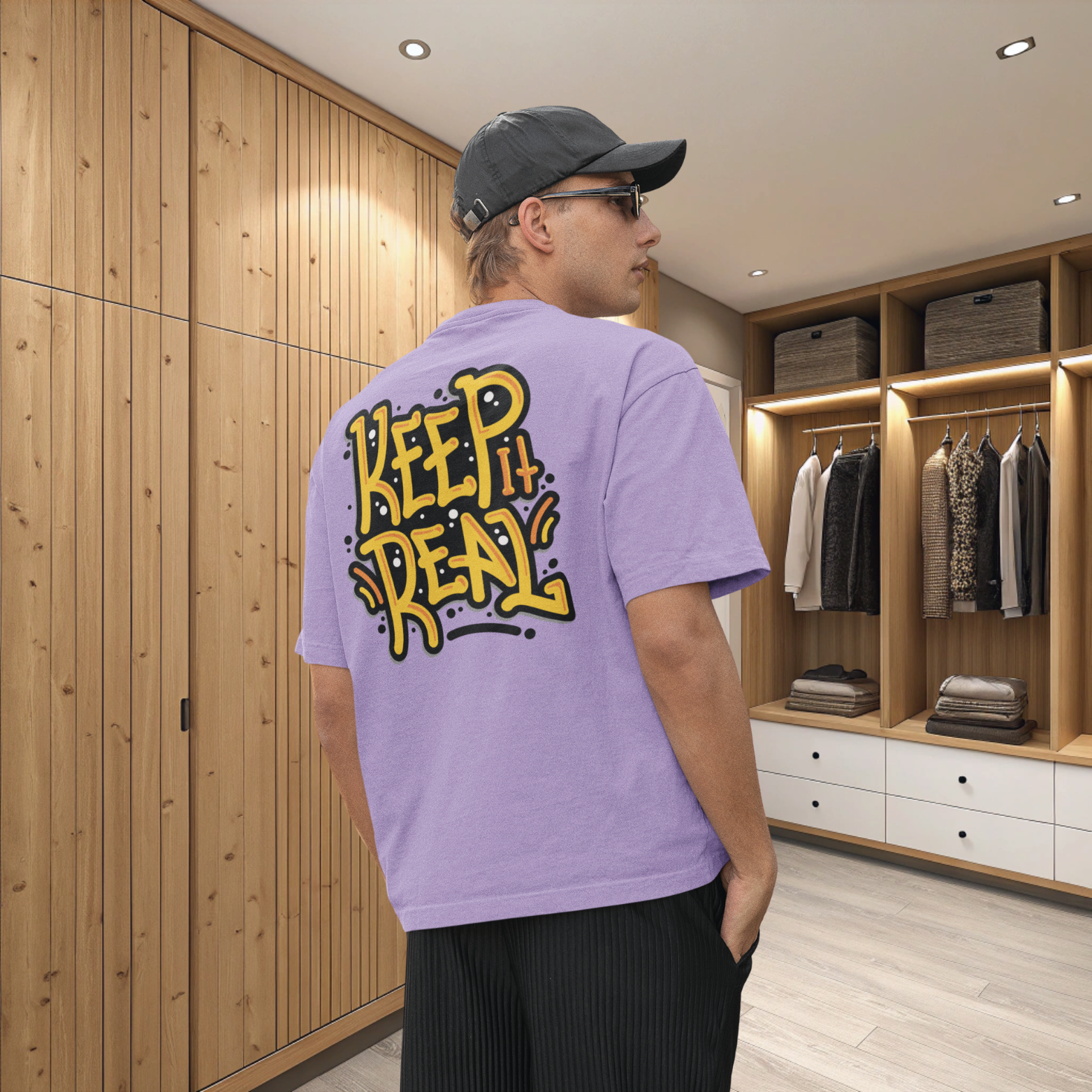 Streetwear Oversized Back Printed T-Shirt in Iris Lavender