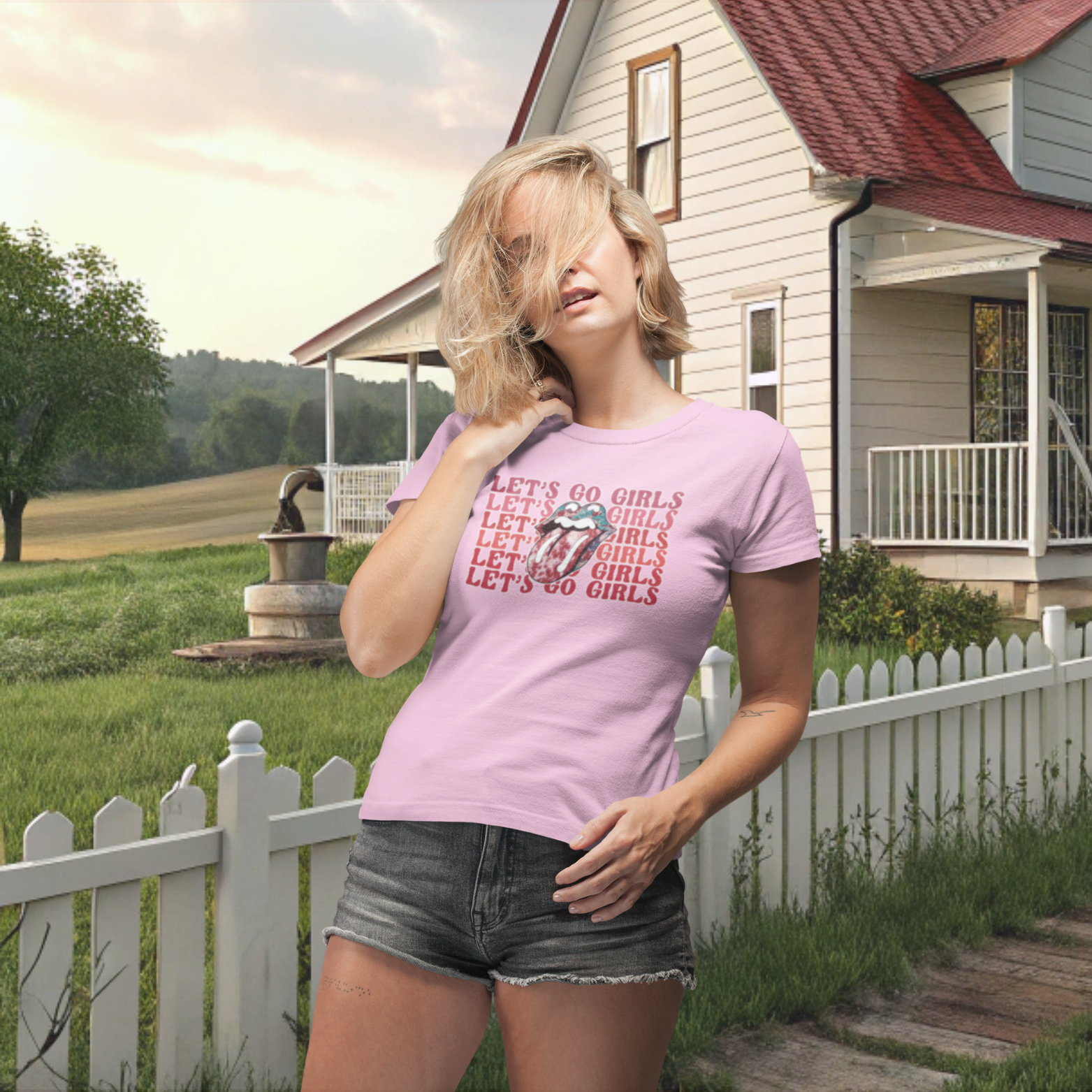 Women western design printed half sleeve round neck T-Shirt