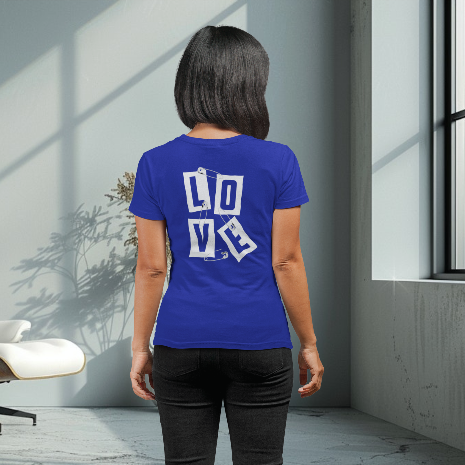 Women back printed round neck half sleeve T-Shirt