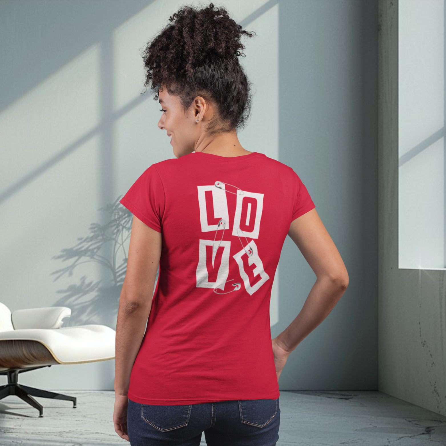 Women back printed round neck half sleeve T-Shirt