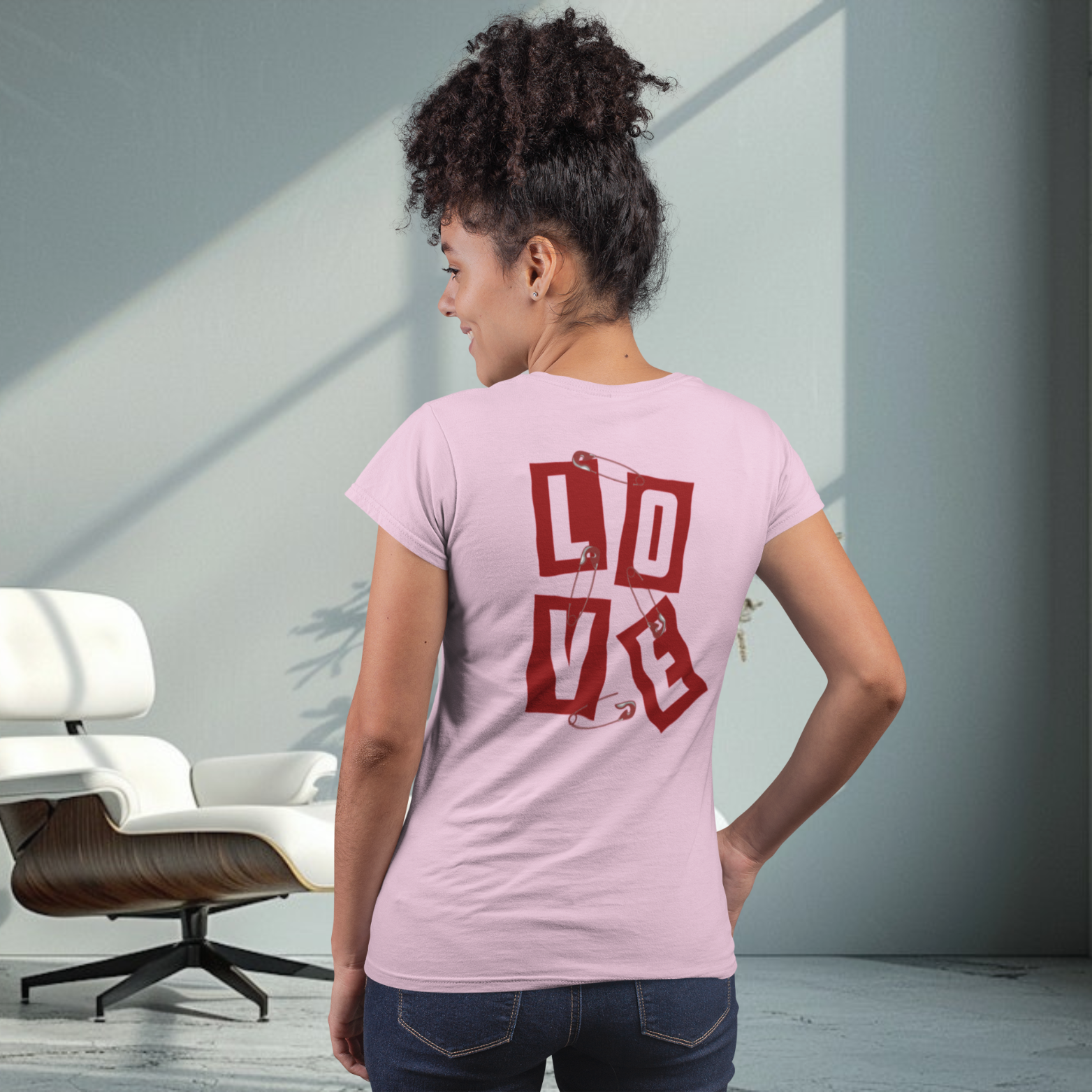 Women back printed round neck half sleeve T-Shirt