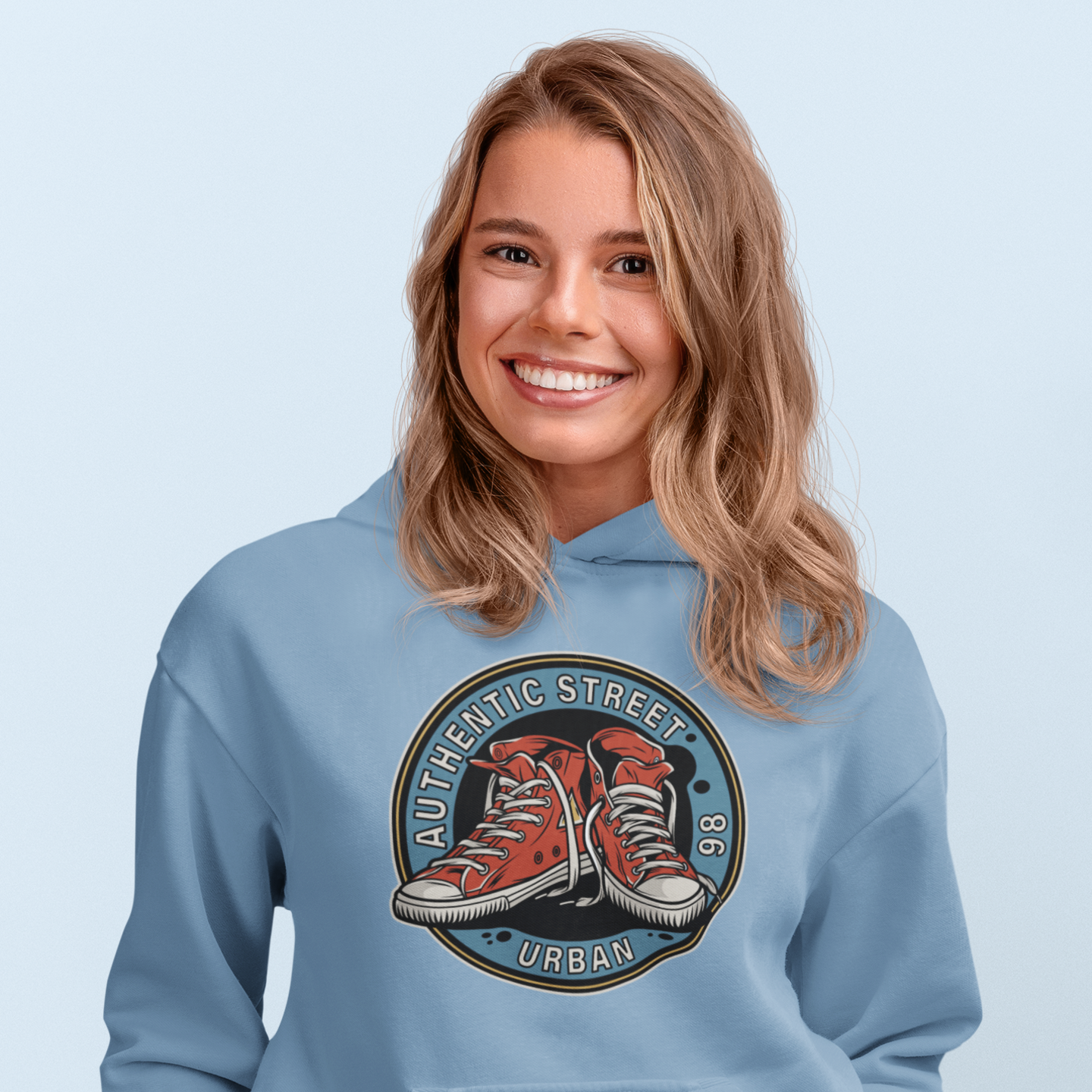 close up of monogram pattern on hoodie