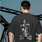 Black oversized tee for men with bold back graphic