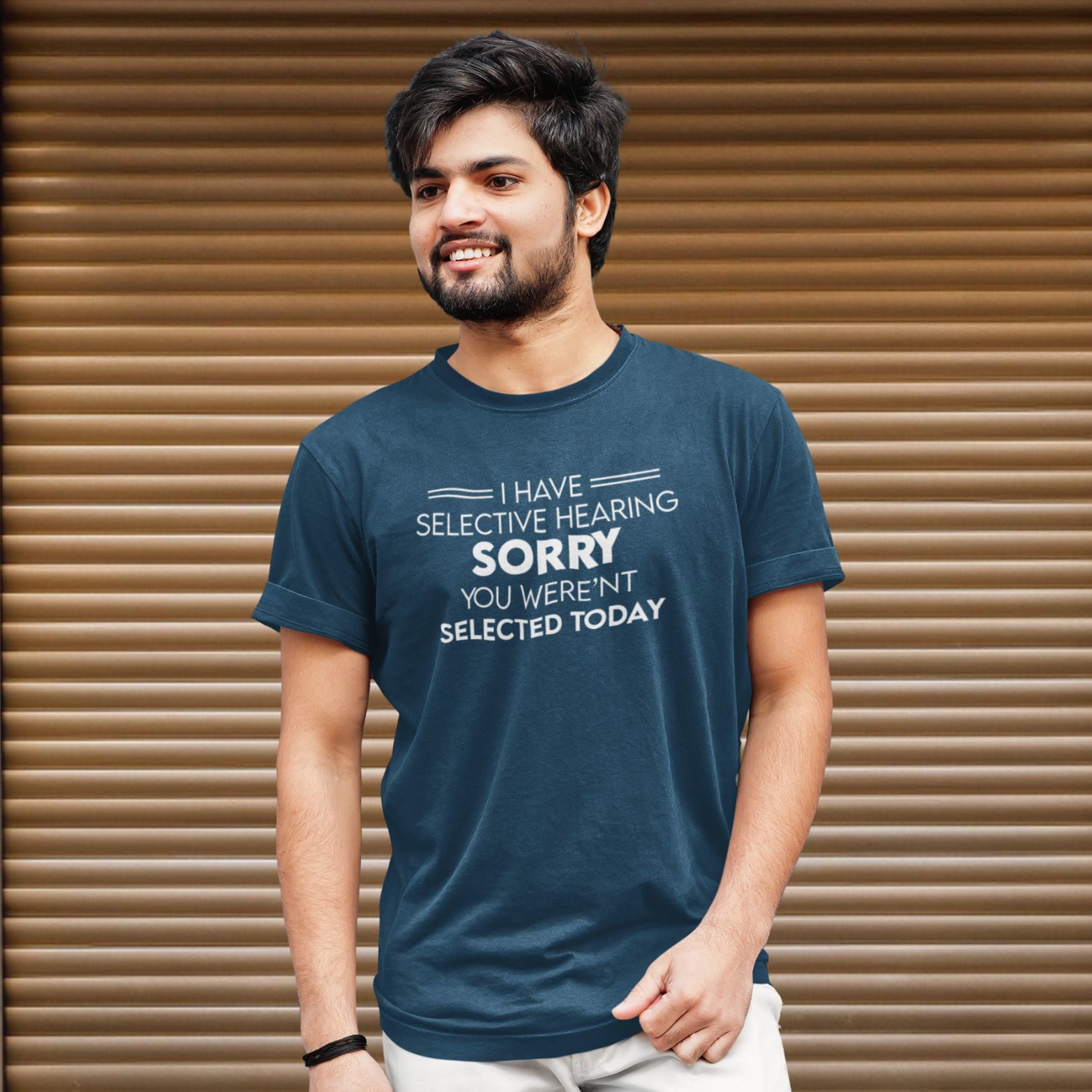 Humorous text printed round neck t-shirt for Men