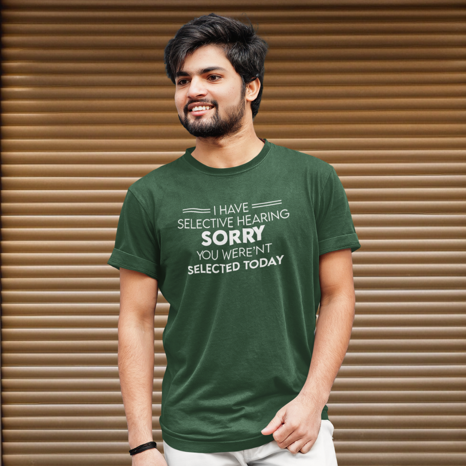 Humorous text printed round neck t-shirt for Men