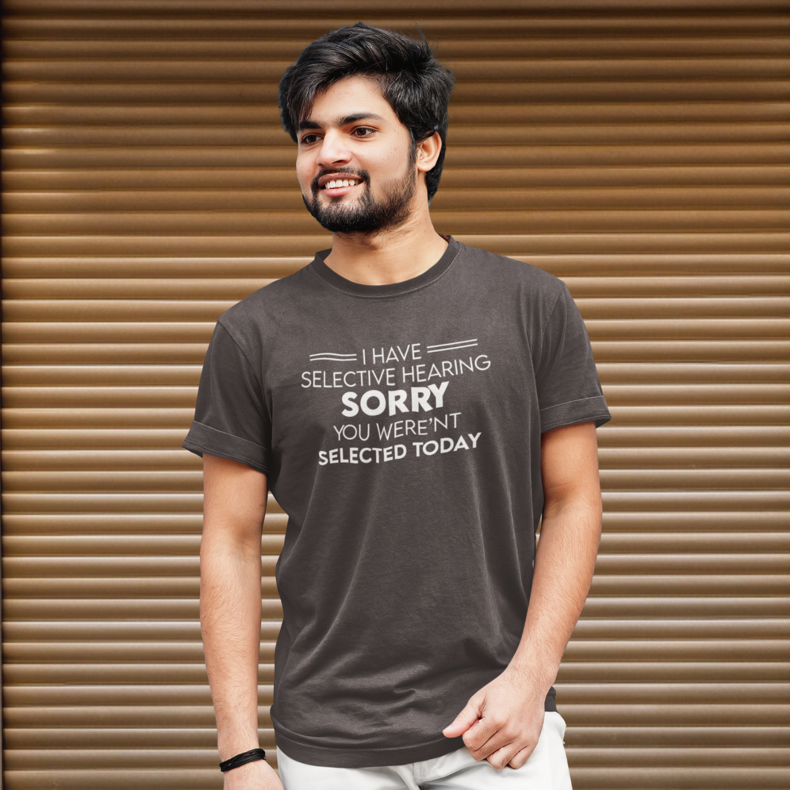 Humorous text printed round neck t-shirt for Men