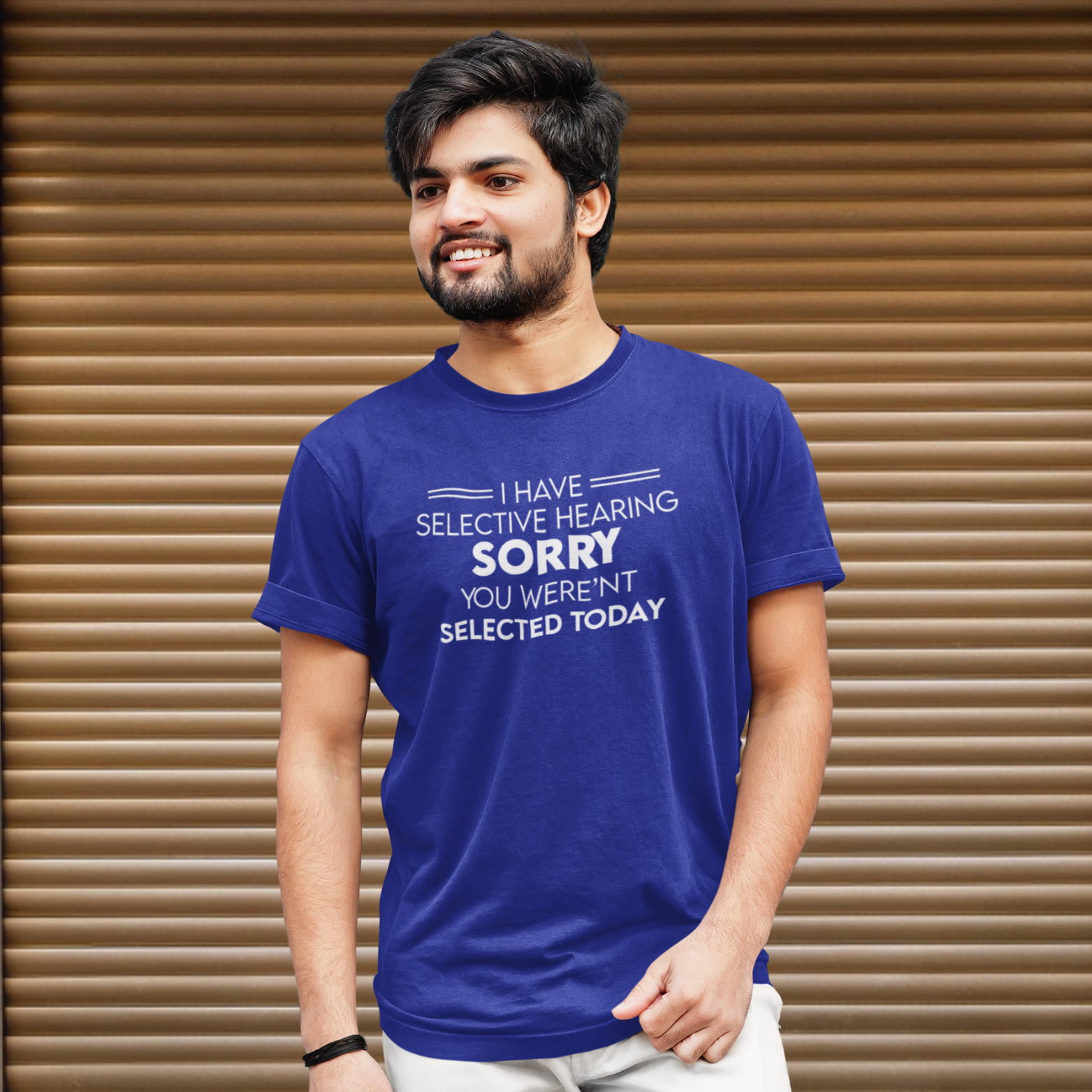 Humorous text printed round neck t-shirt for Men