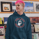 Men wearing hoodie showing detailed back print