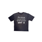 Acid wash oversized t-shirt with graphic text print for men