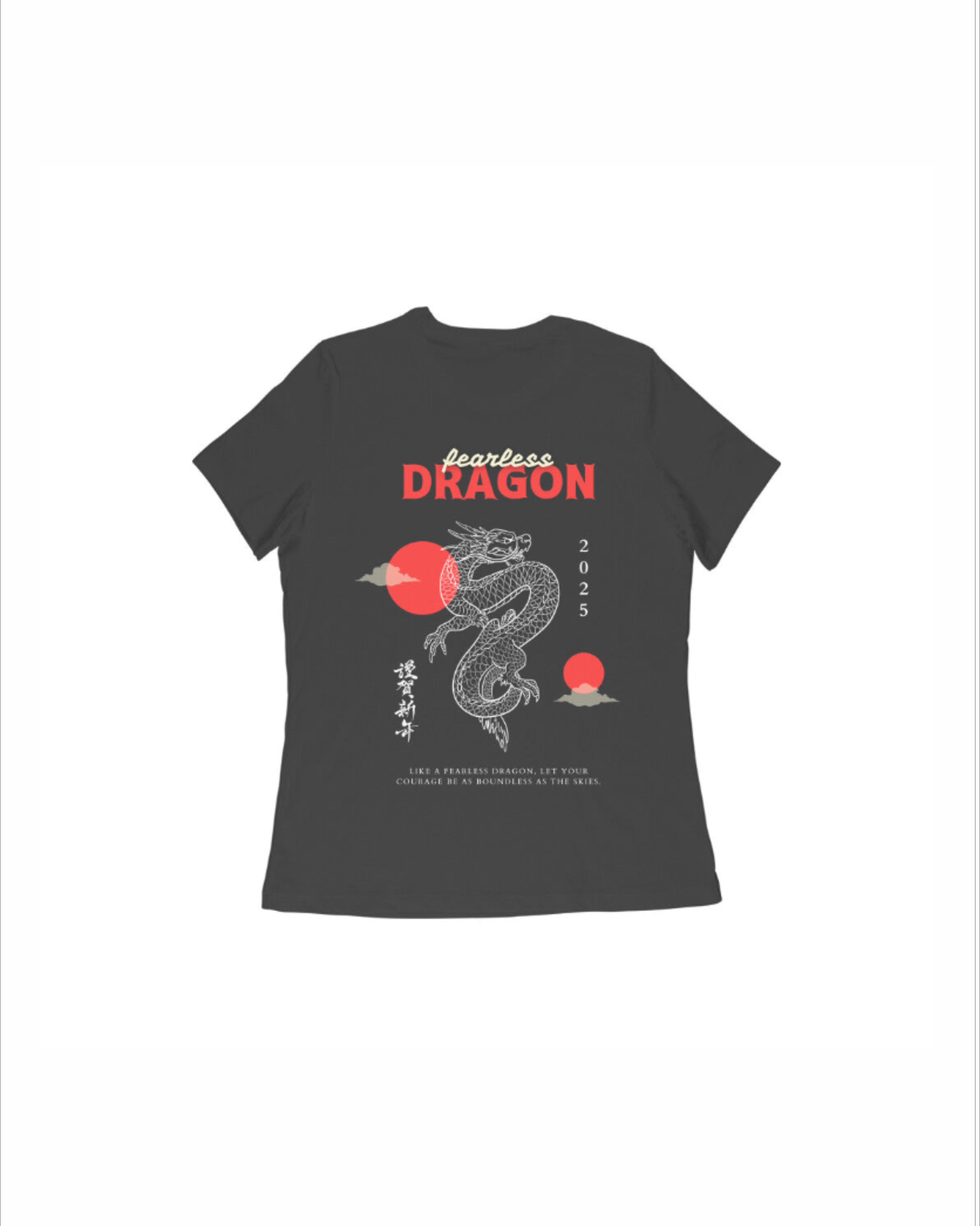Black t-shirt with a dragon graphic