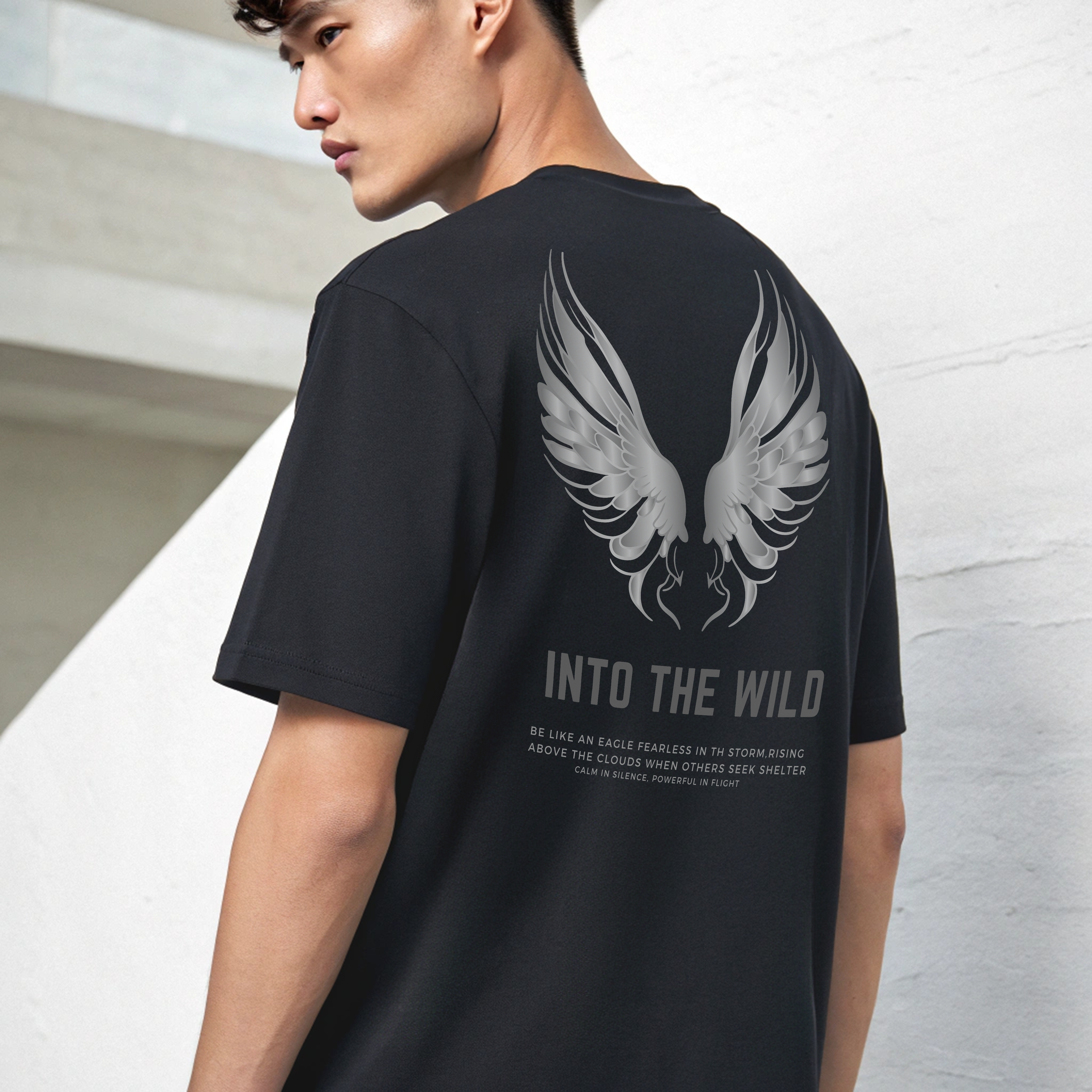 oversized black t-shirt men motivational graphic print