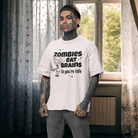 Men’s boxy fit humor slogan tee baby blue oversized round neck