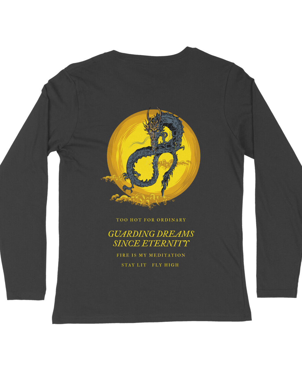 Stylish black dragon print full sleeve t-shirt for women