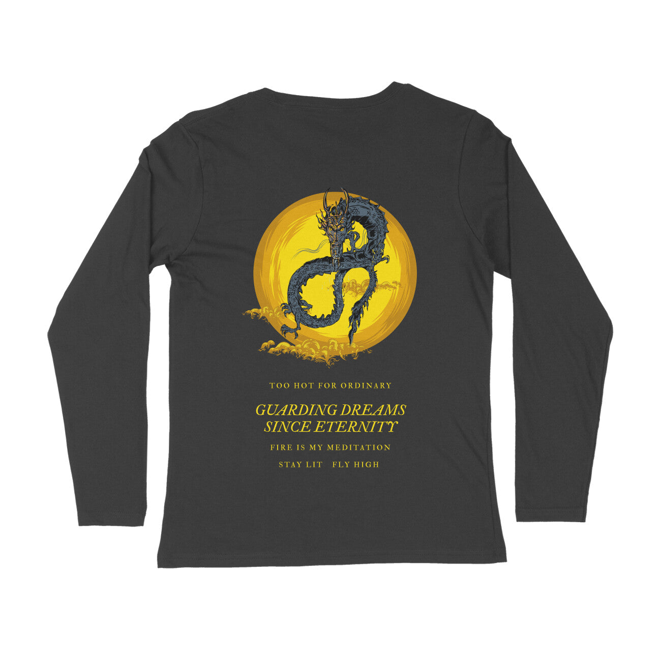 Stylish black dragon print full sleeve t-shirt for women
