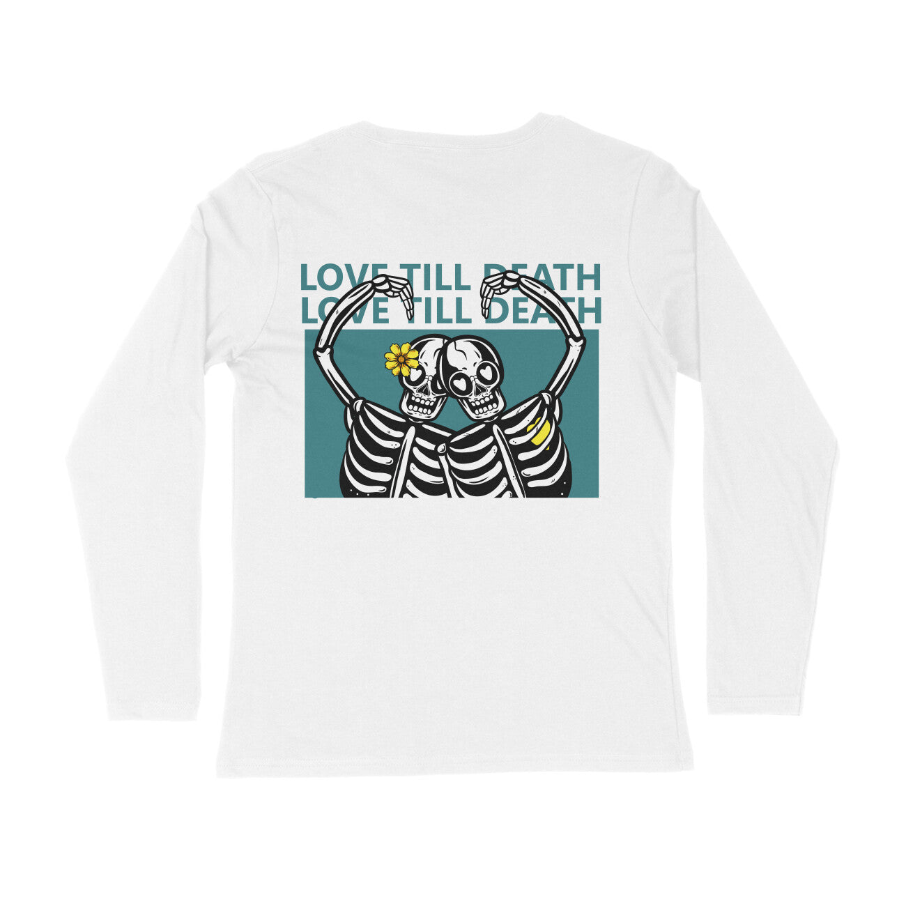 Men wearing Love Till Death white graphic t-shirt