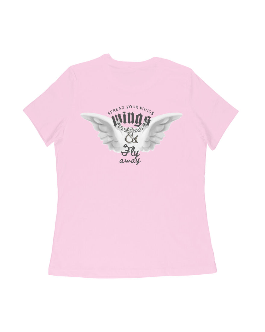 Back printed wings design T shirt women