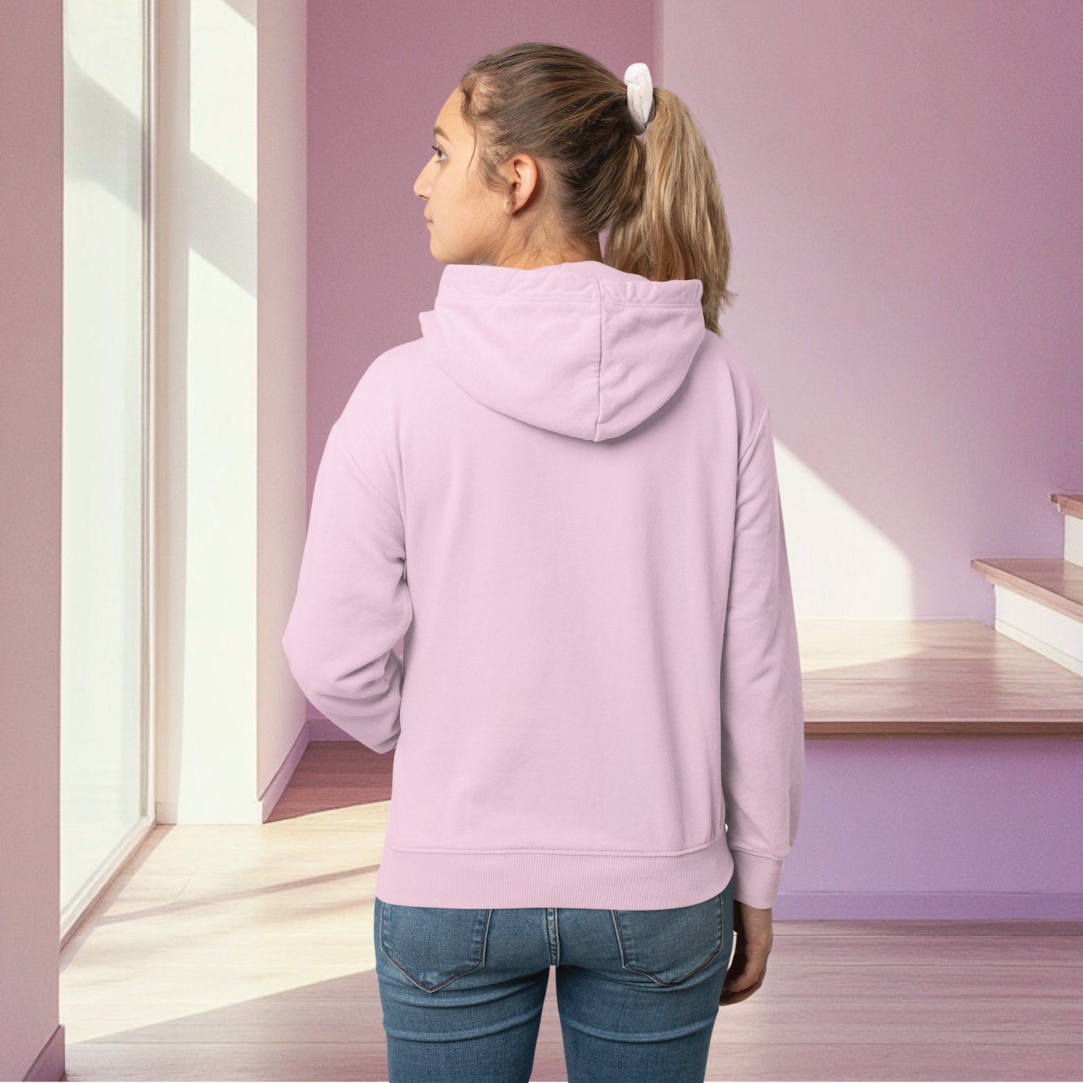 Light pink women hoodie monogram streetwear