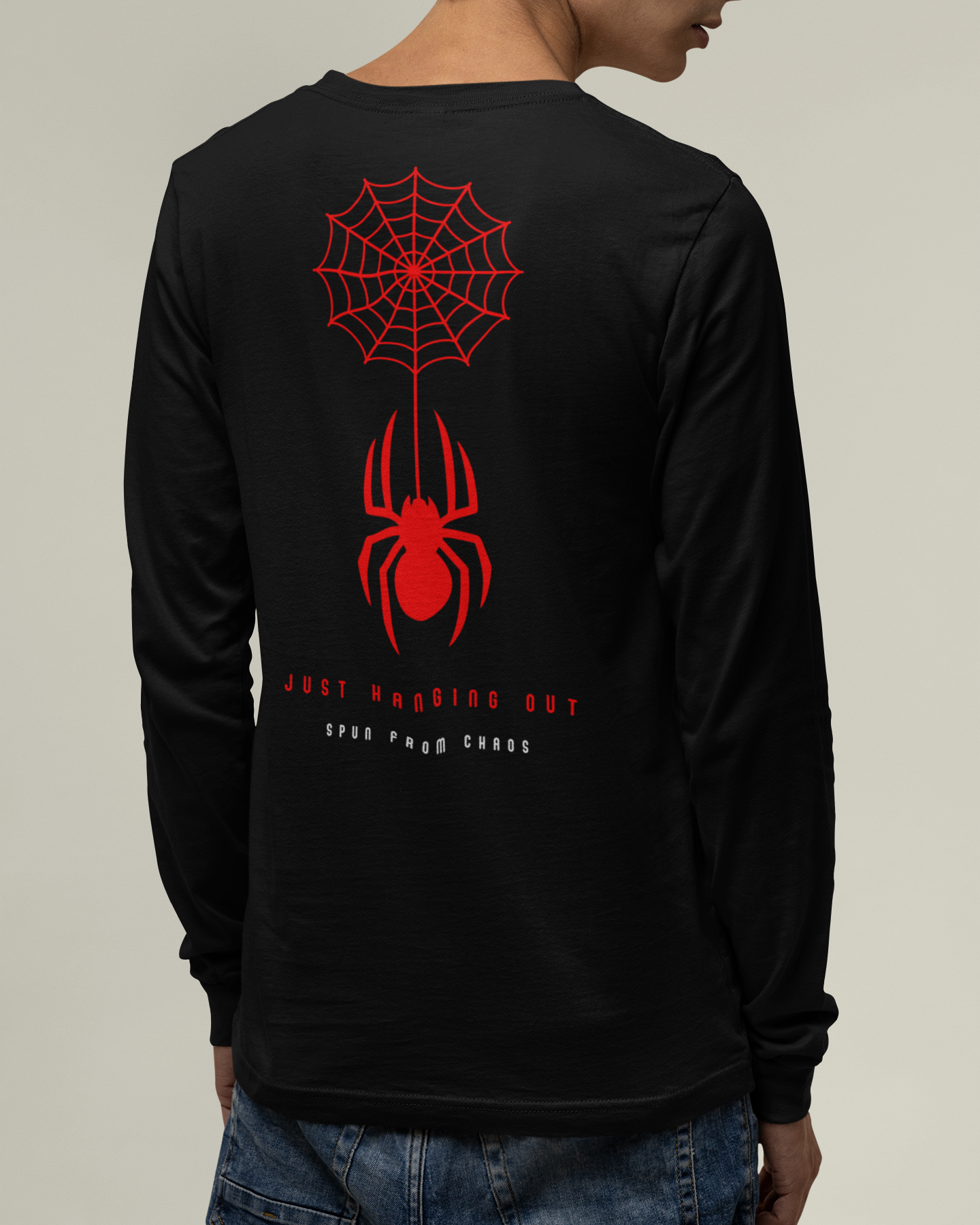Spider graphic printed back in black tee for men