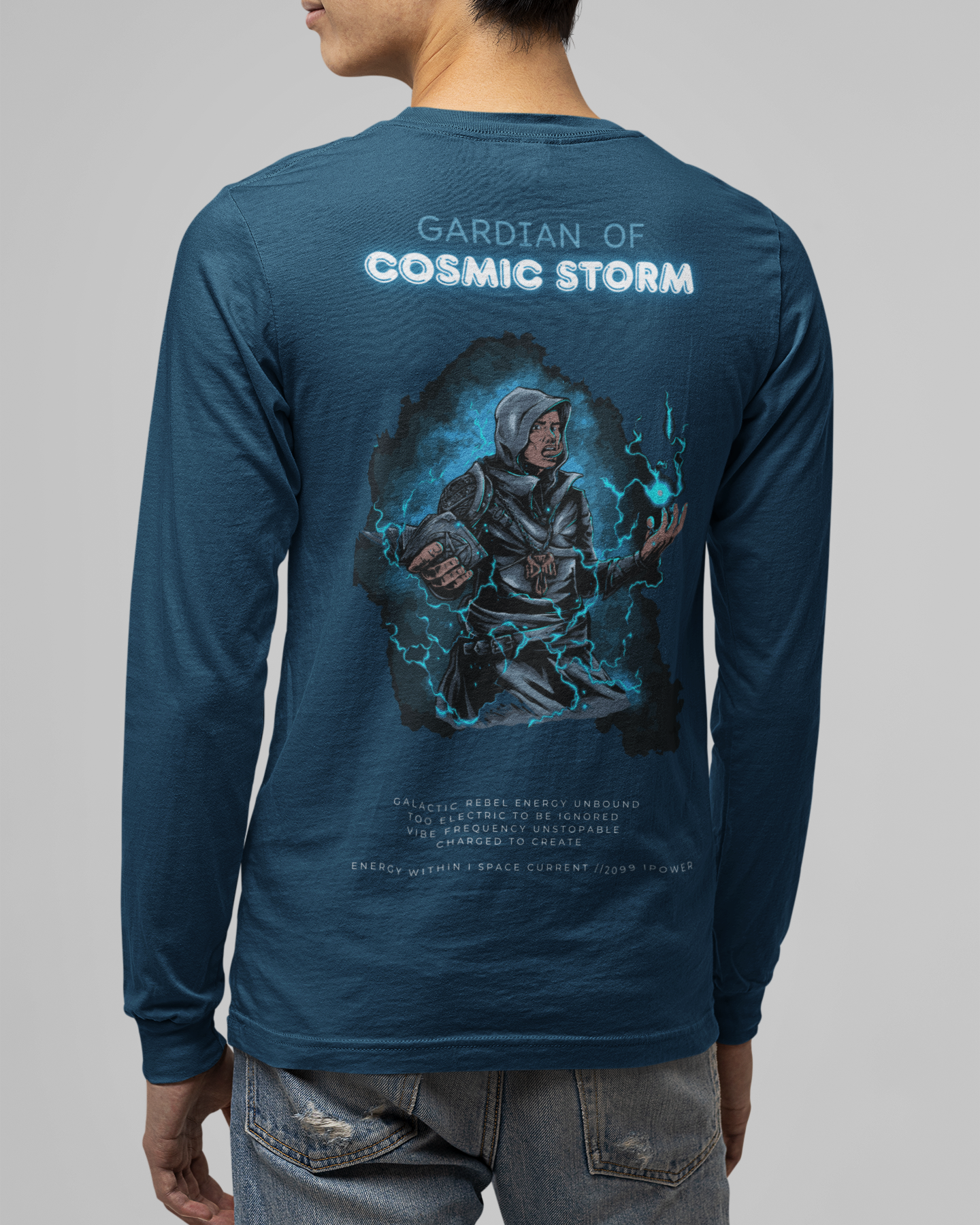 Stylish full sleeve t-shirt for men with space-themed print