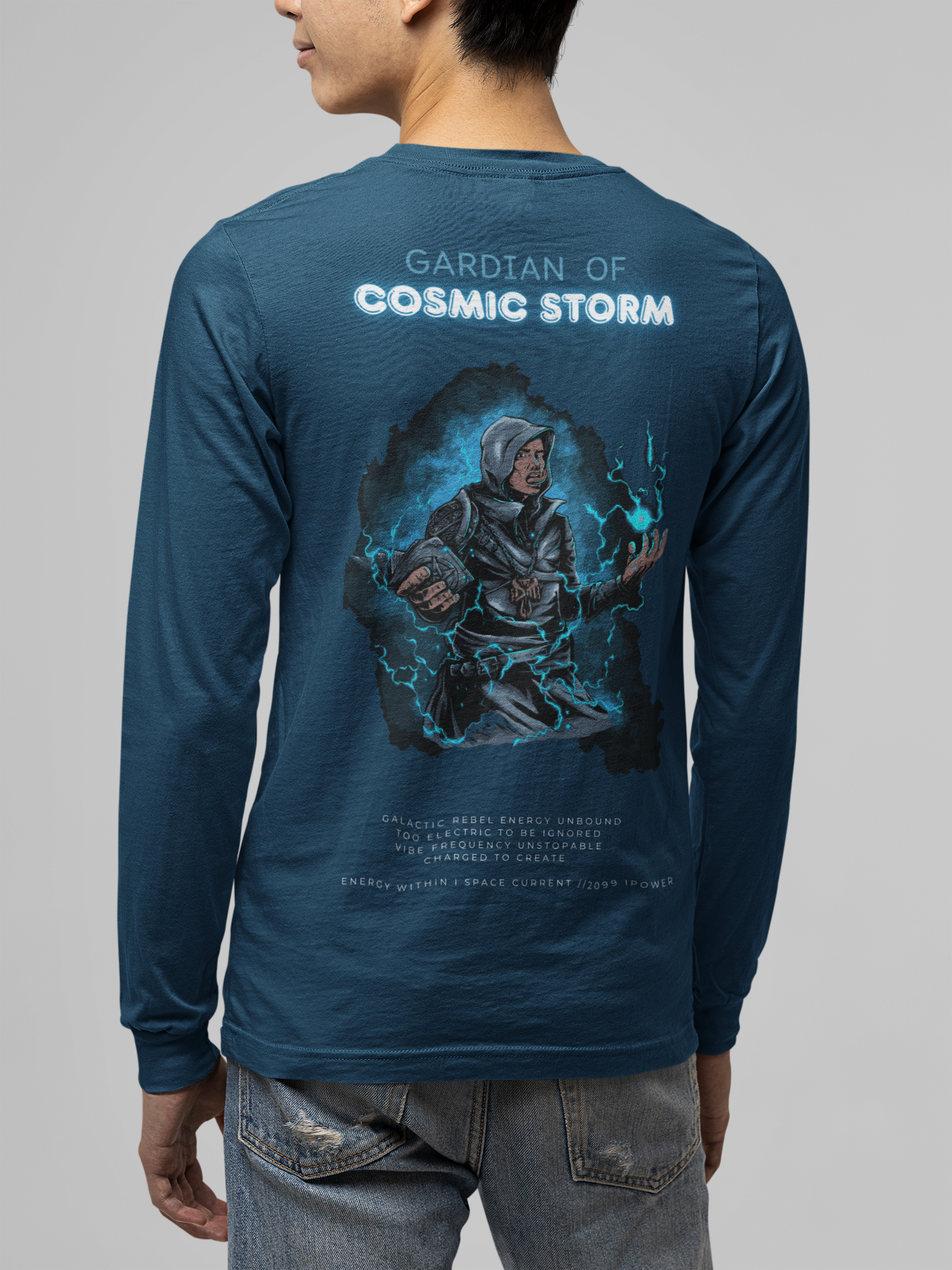 Stylish full sleeve t-shirt for men with space-themed print