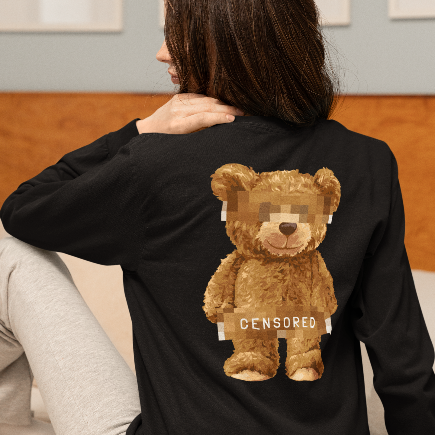 Stylish women’s black graphic full sleeve top