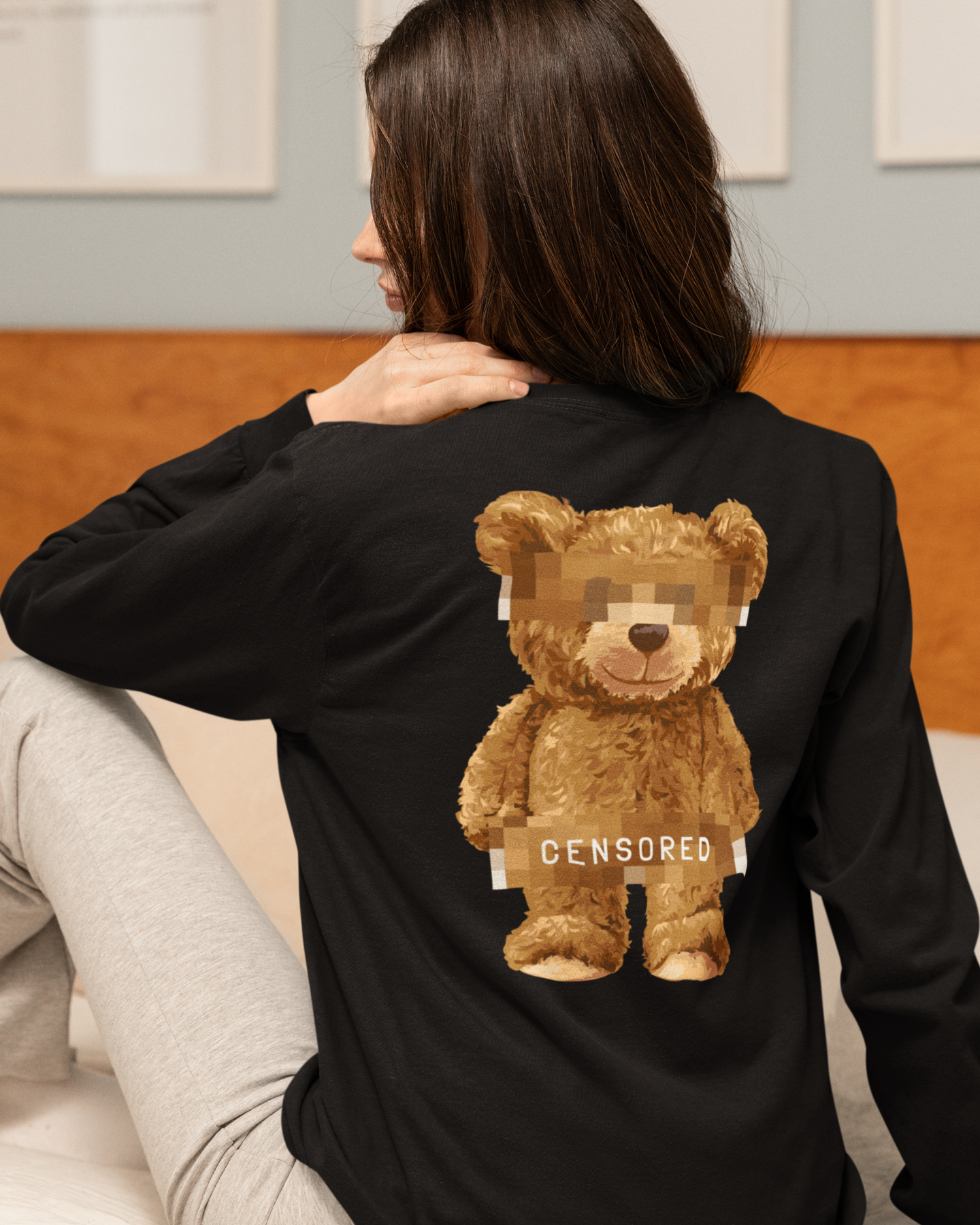 Stylish women’s black graphic full sleeve top