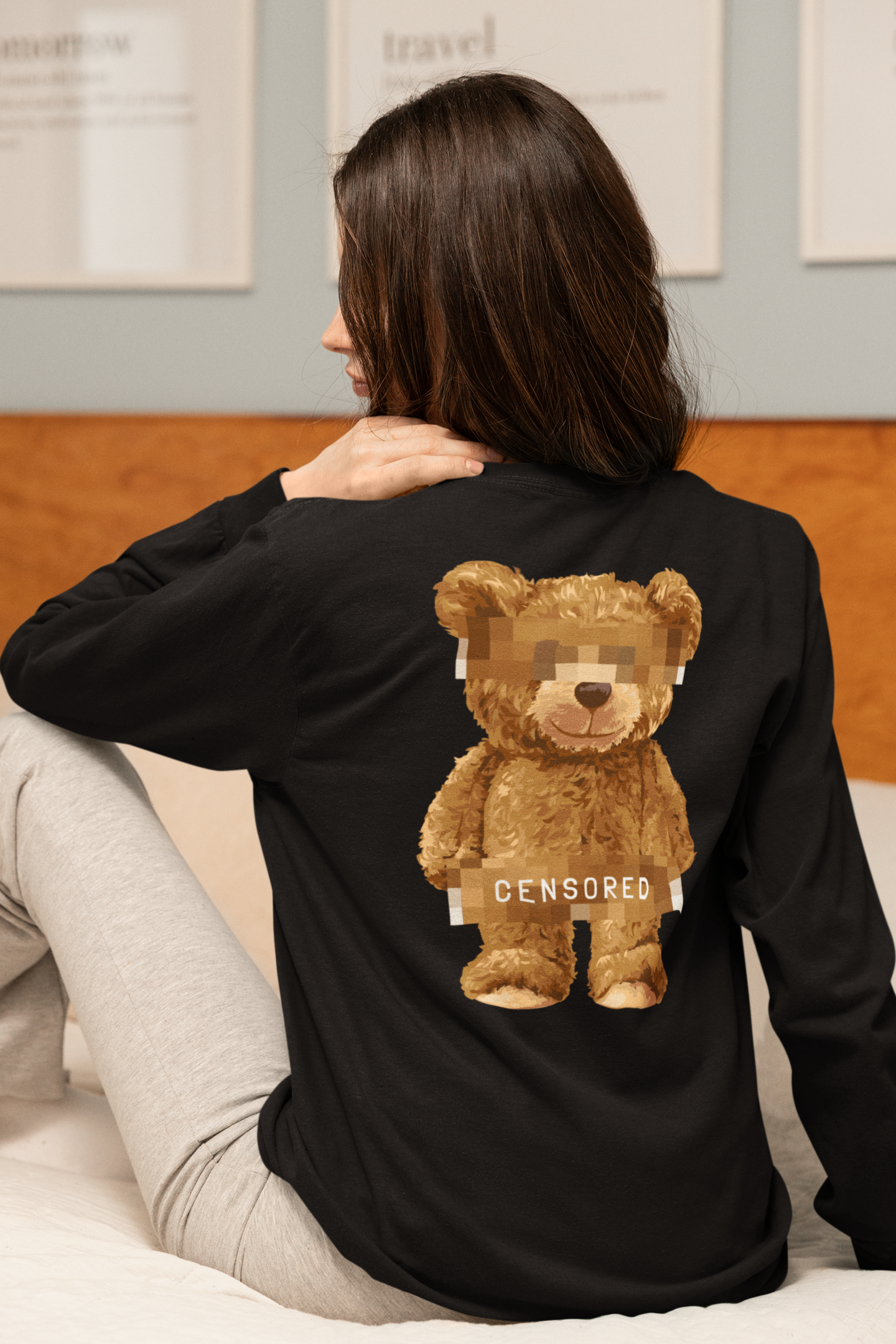 Stylish women’s black graphic full sleeve top