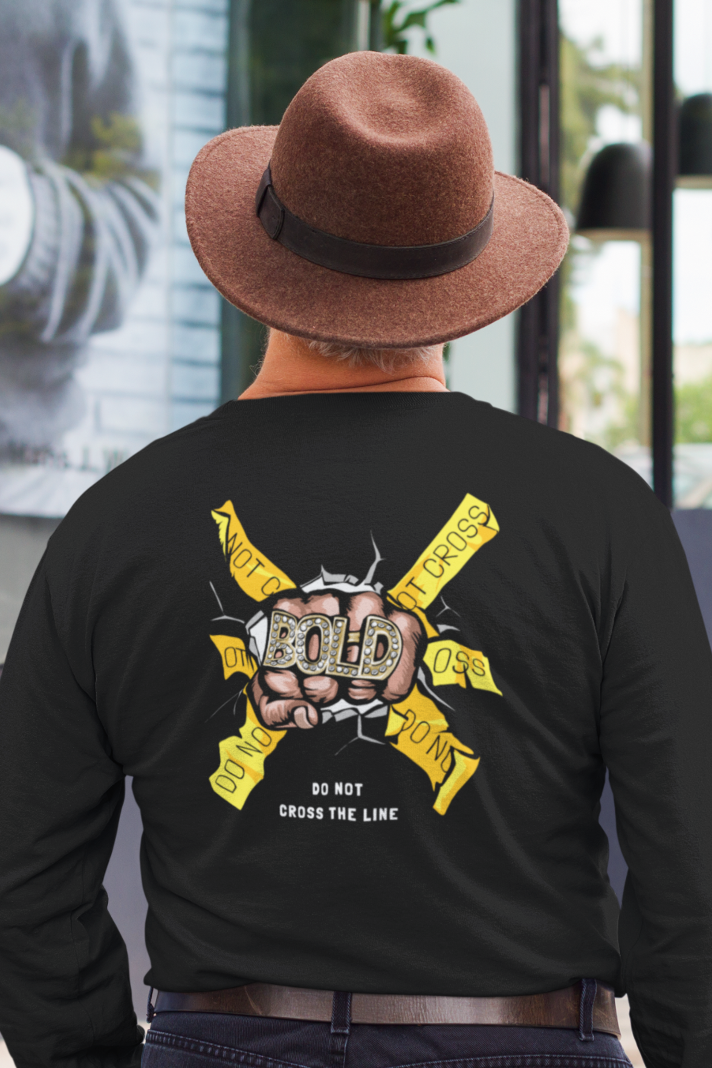 Men’s oversized black graphic long sleeve tee