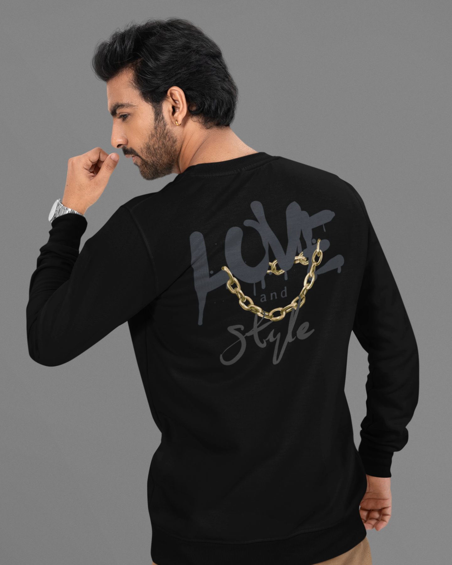 Men’s black full sleeve graphic tee regular fit