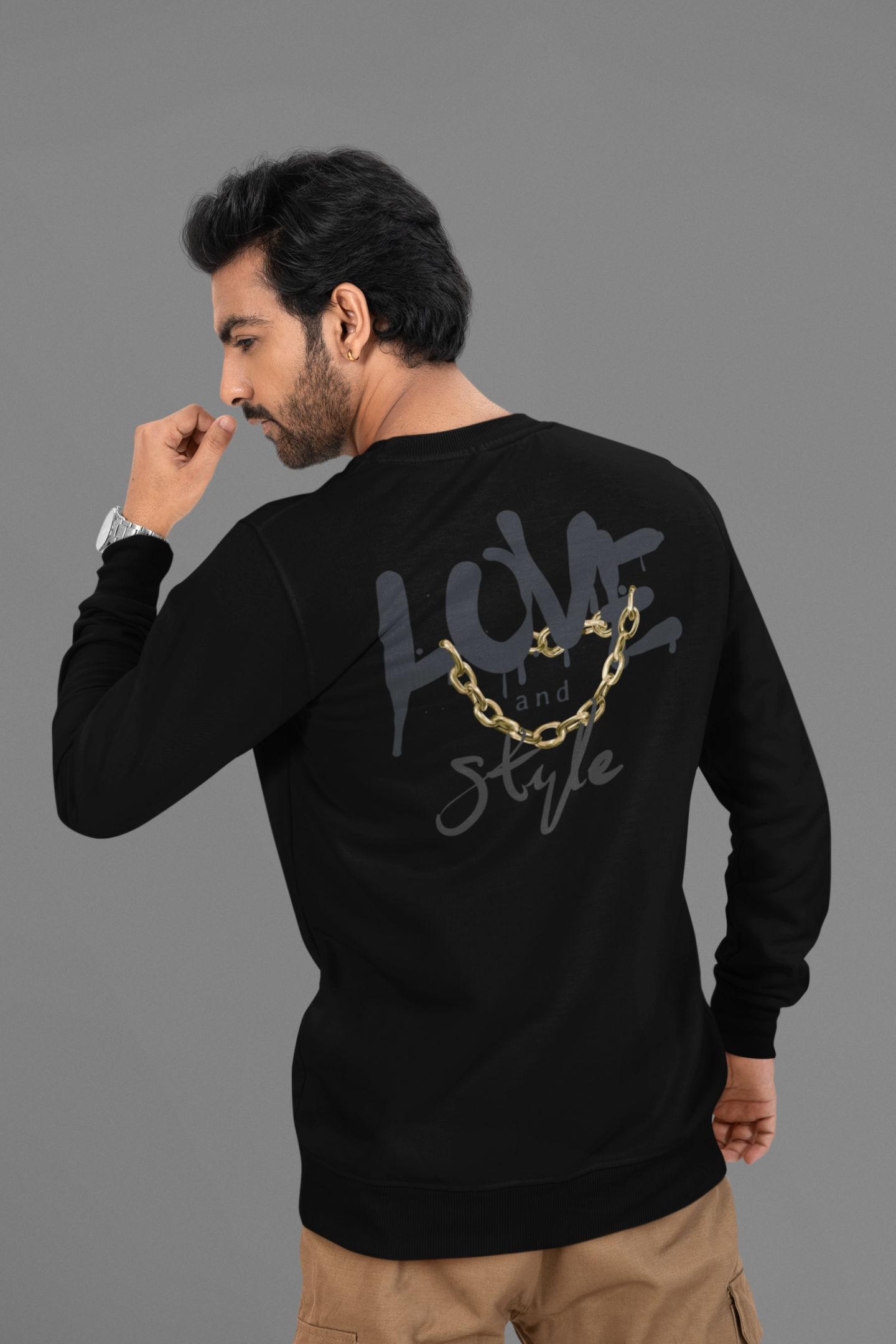 Men’s black full sleeve graphic tee regular fit