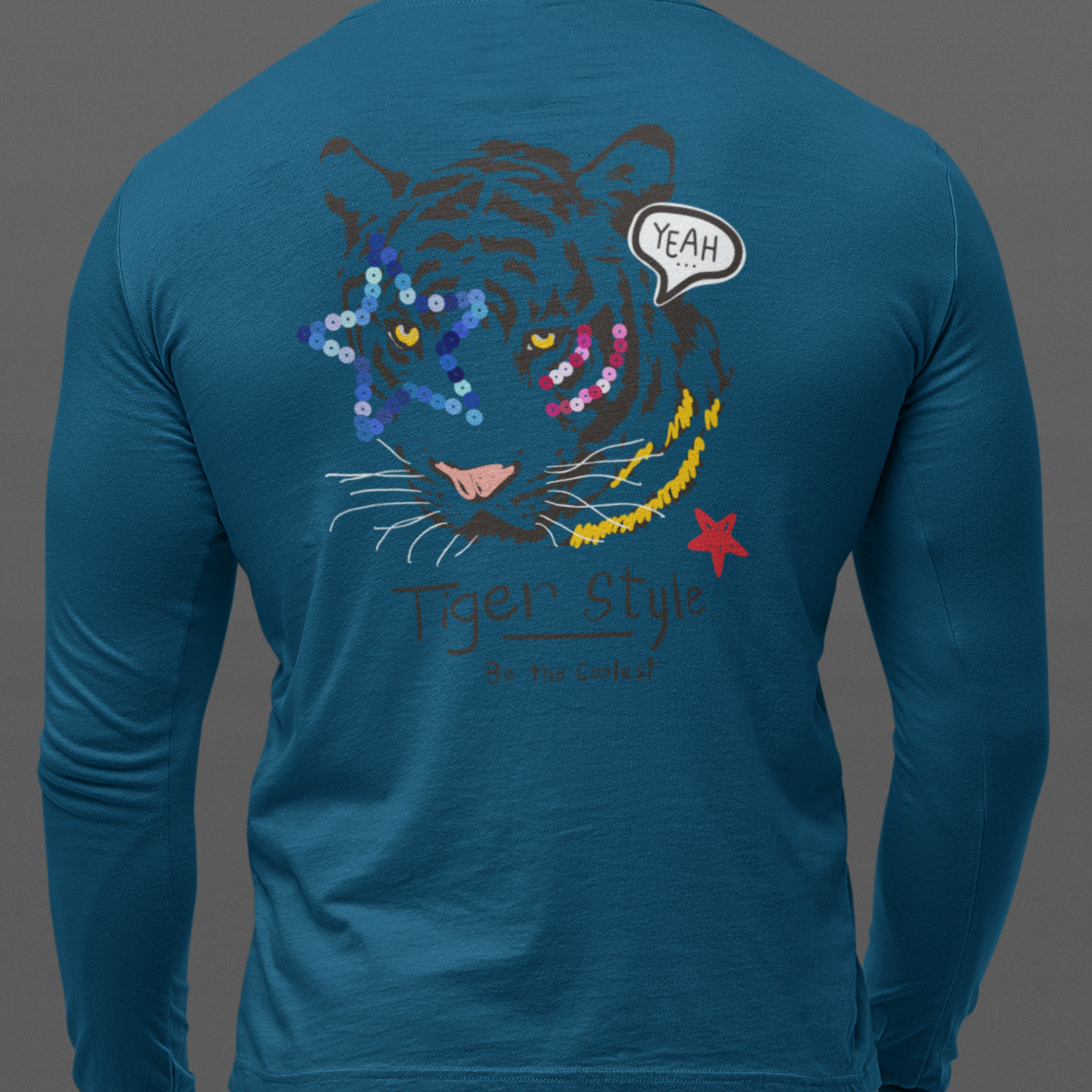 Men’s navy oversized graphic long sleeve t-shirt