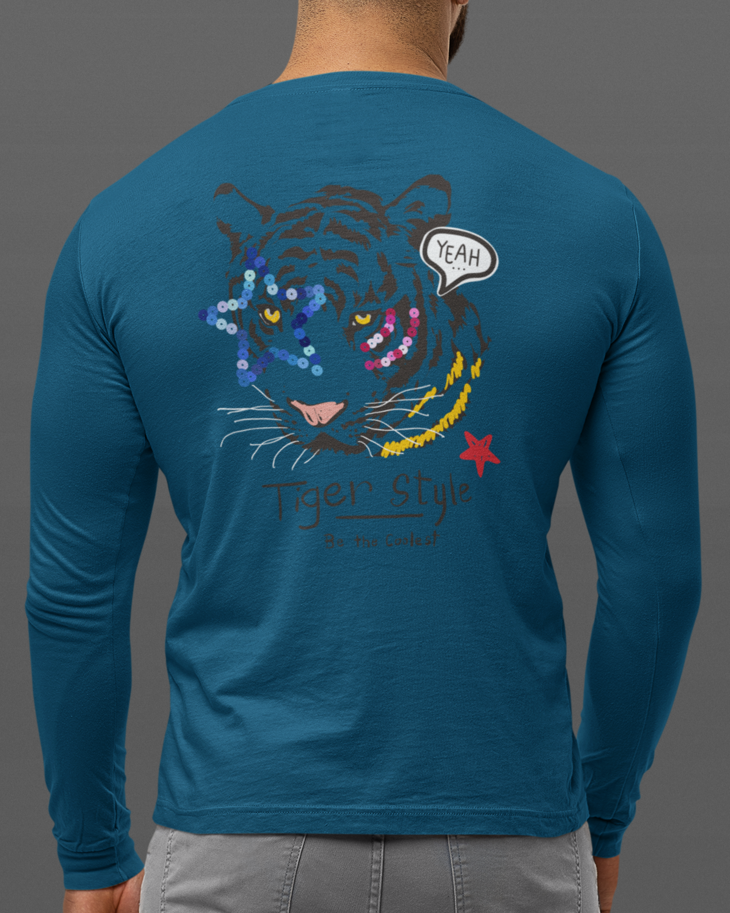 Men’s navy oversized graphic long sleeve t-shirt