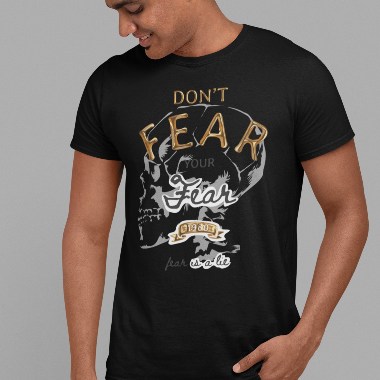 Back printed Dont Fear design T shirt men