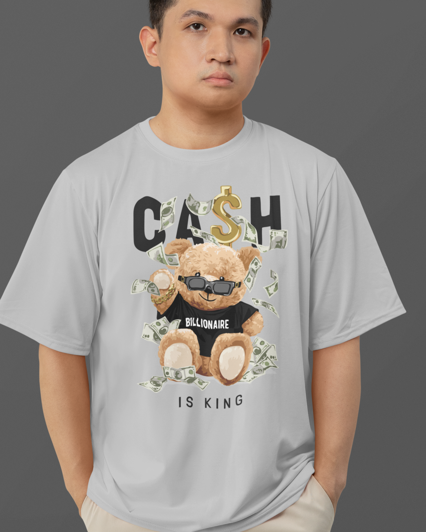 Men’s Street Wear Regular Fit Grey Graphic Tee