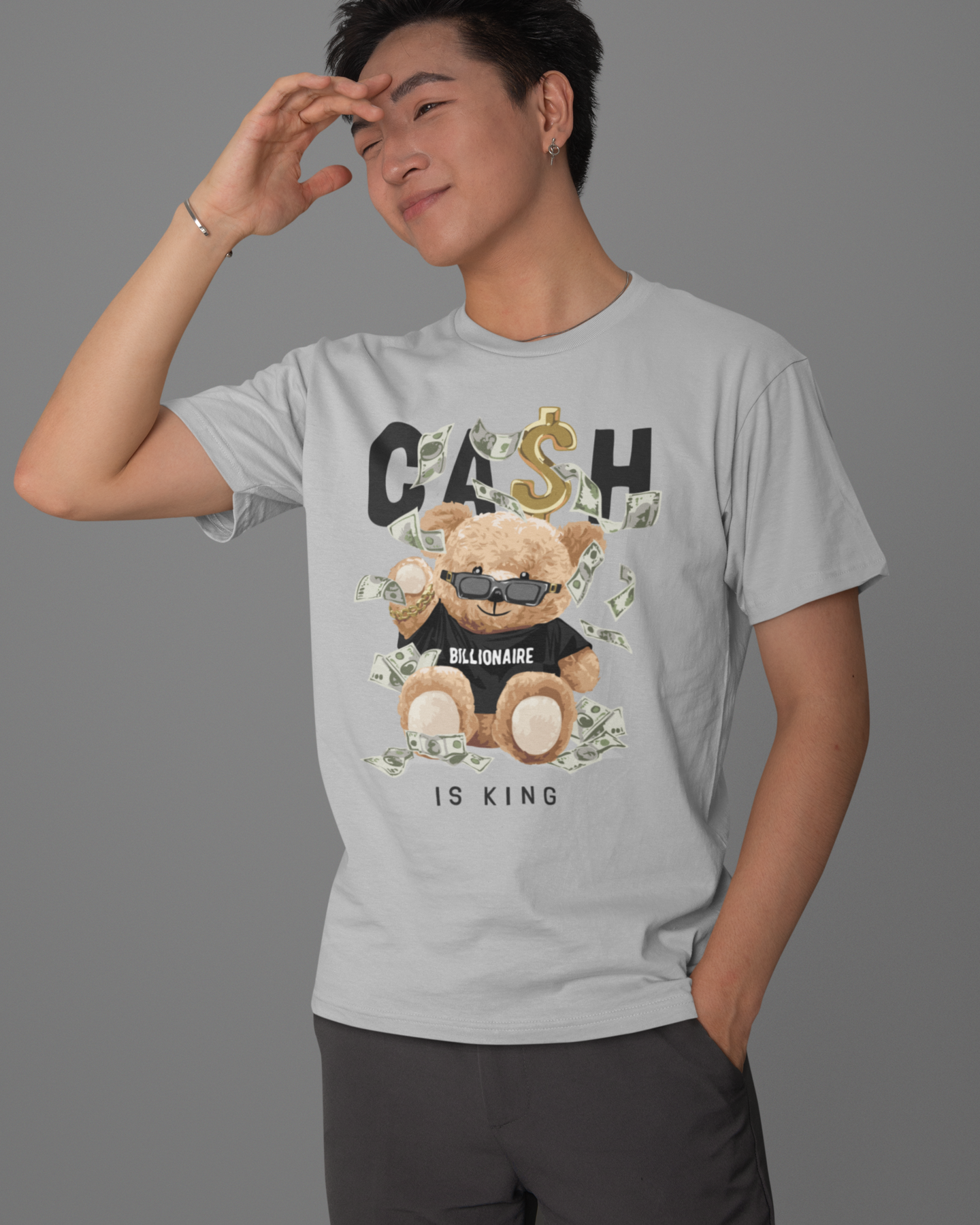 Cash Grey Graphic Printed Half Sleeve T-Shirt