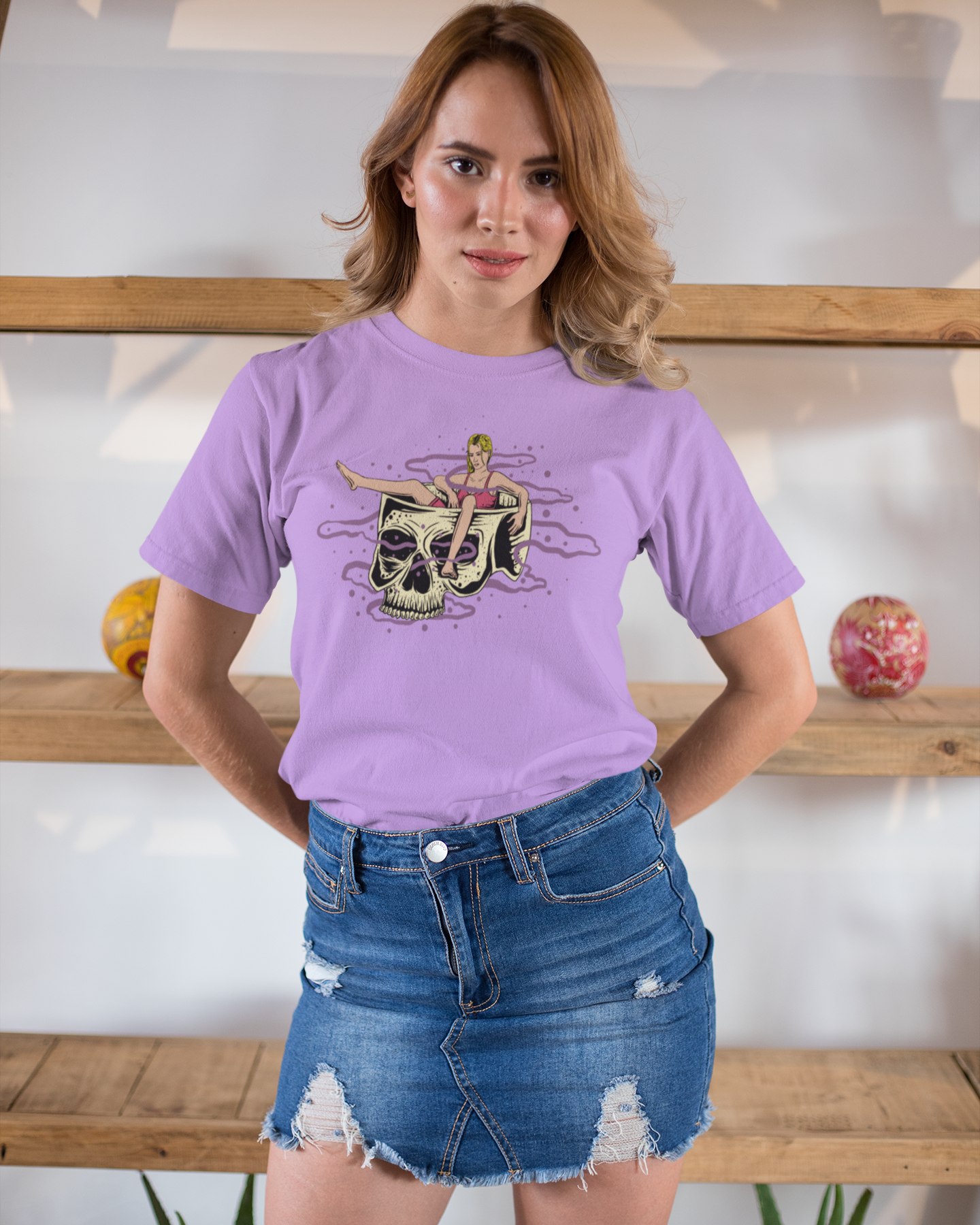 Half sleeve lavender graphic tee for girls