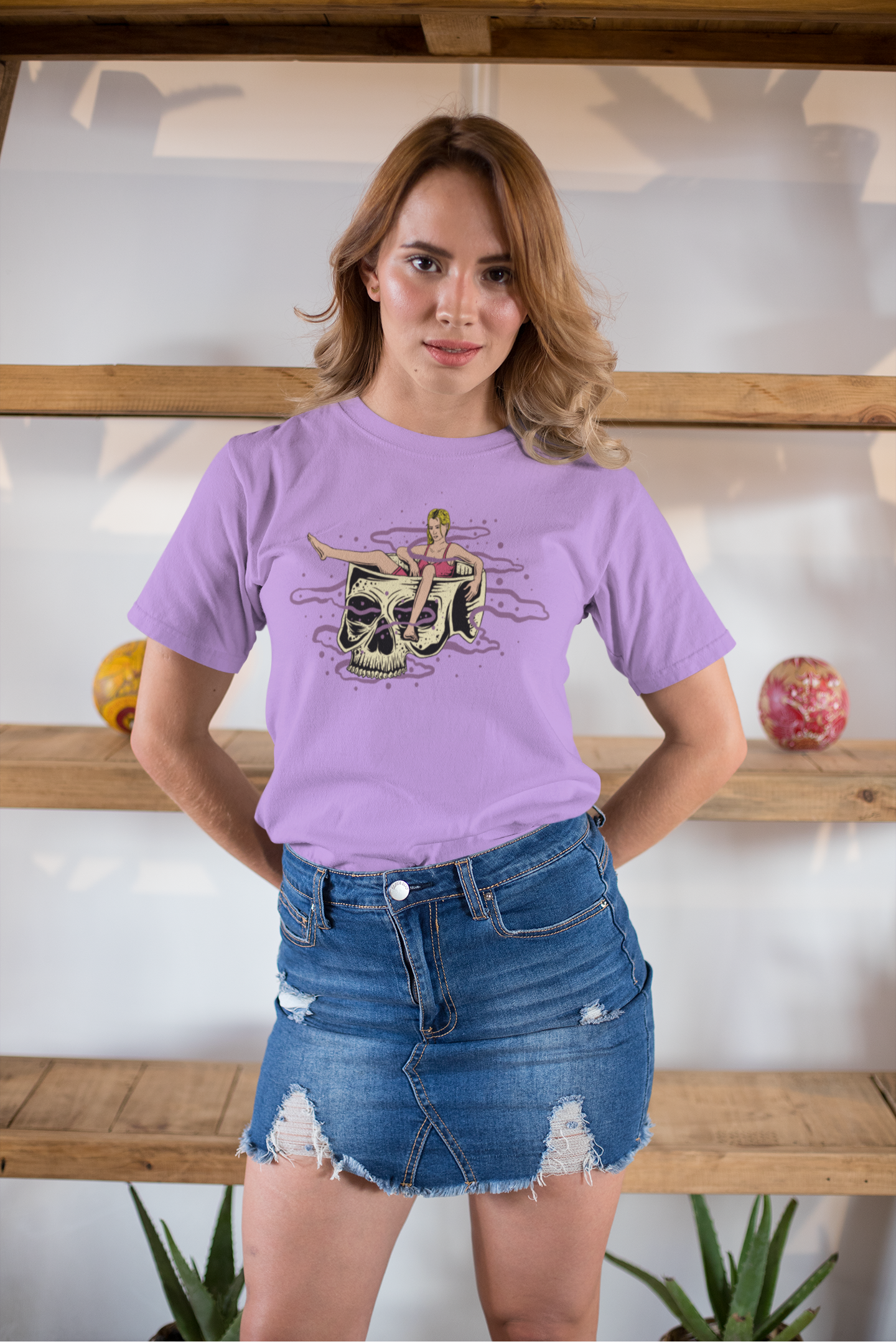Half sleeve lavender graphic tee for girls