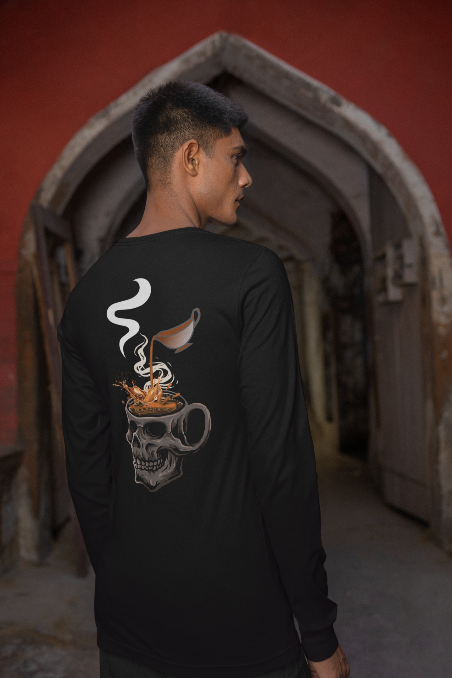 men black full sleeve printed t-shirt