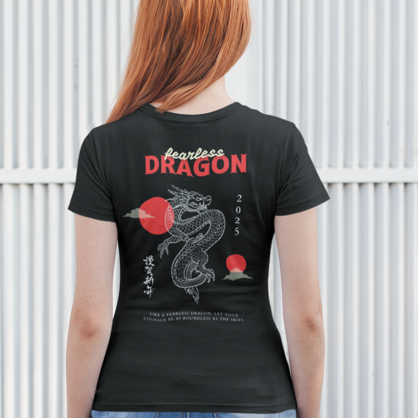 Women’s dragon print classic fit half sleeve round neck t-shirt
