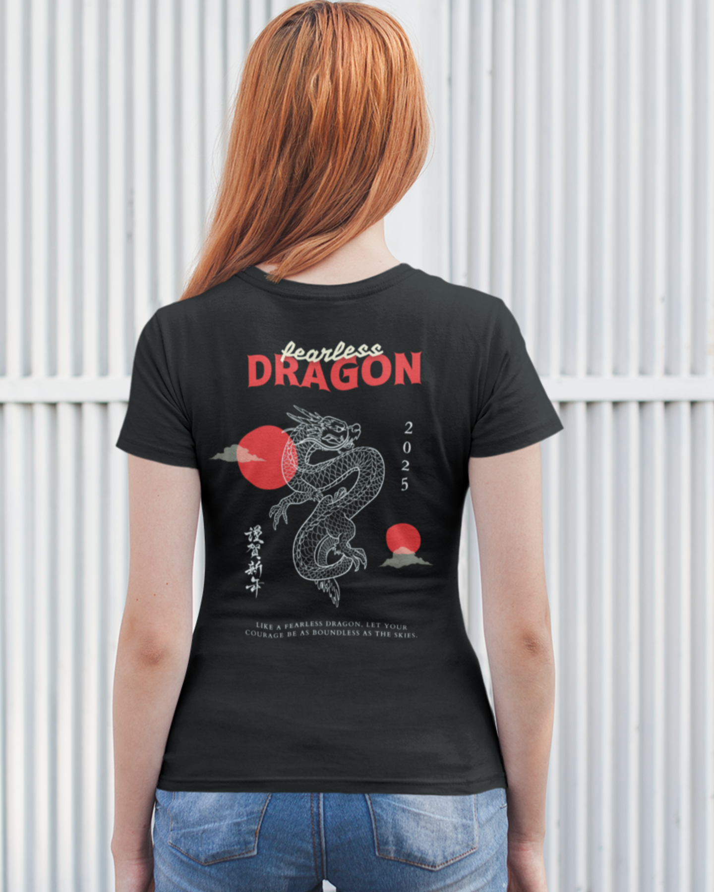 Women’s dragon print classic fit half sleeve round neck t-shirt