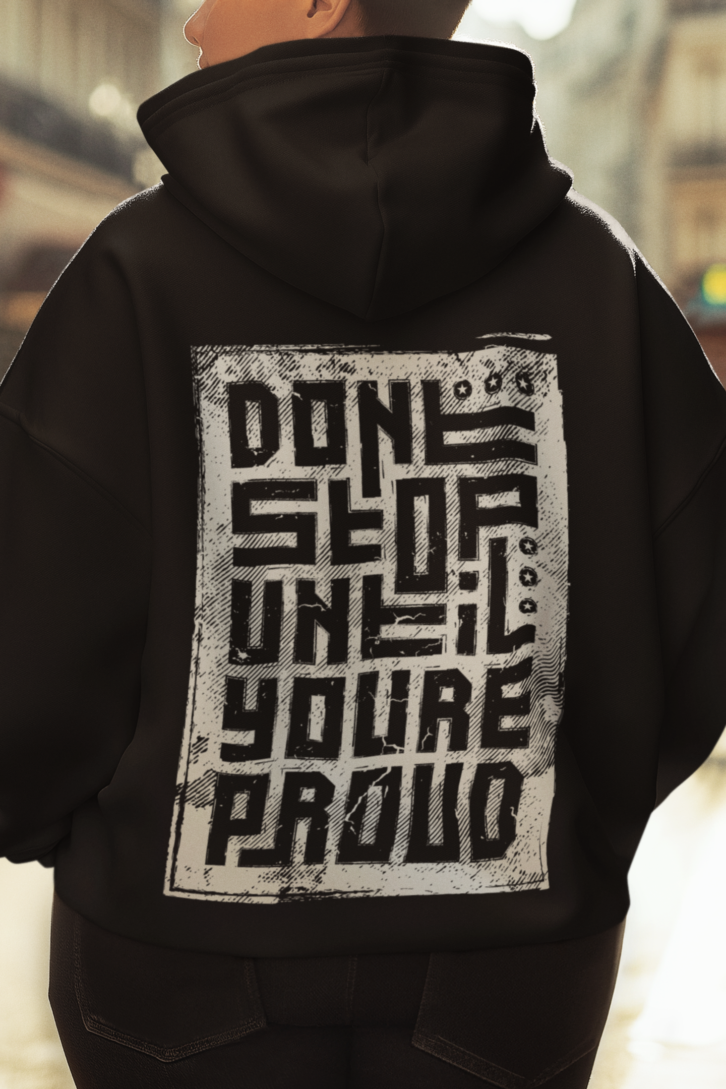 black graphic back printed oversized hoodie men
