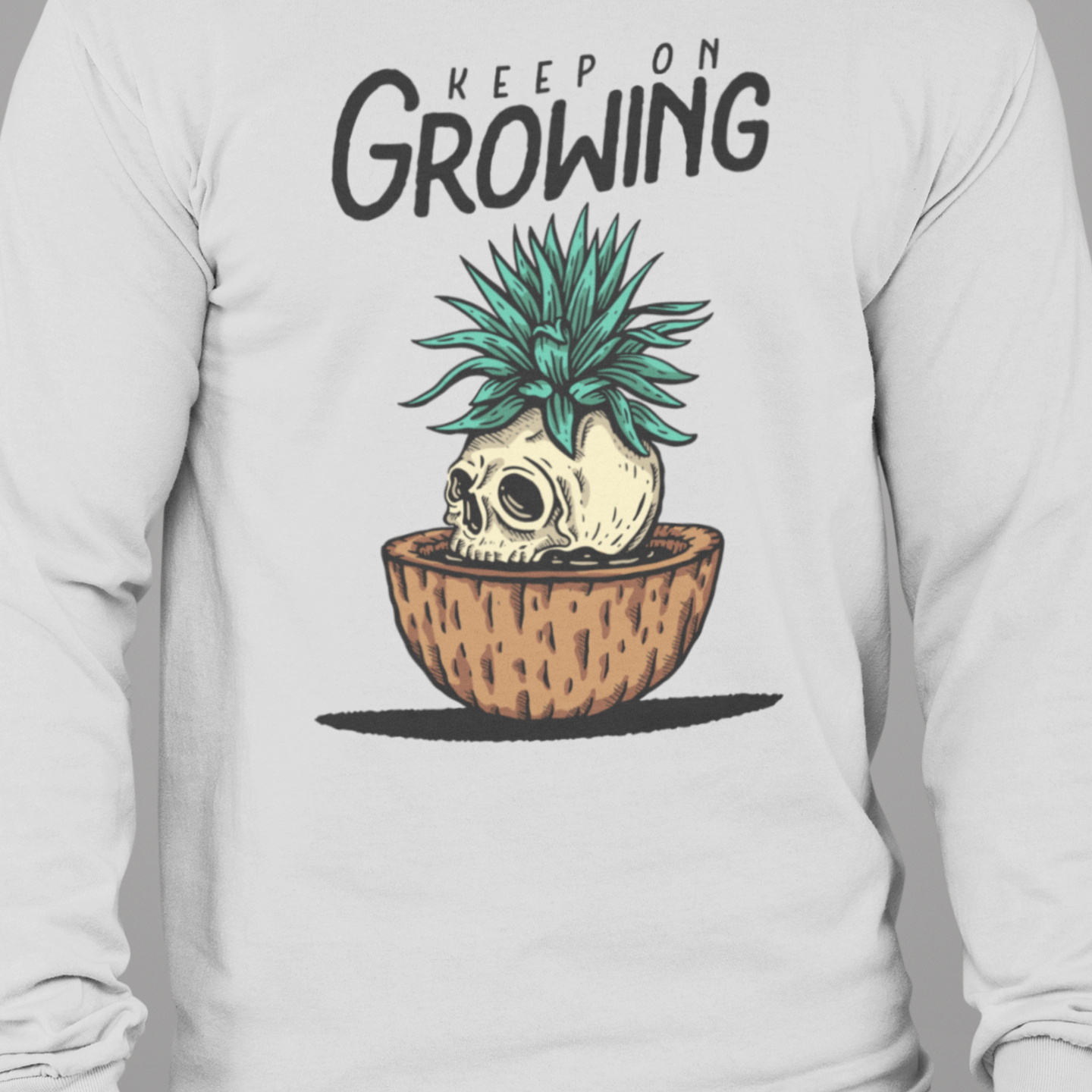 Grey full sleeve oversized t shirt for men back print