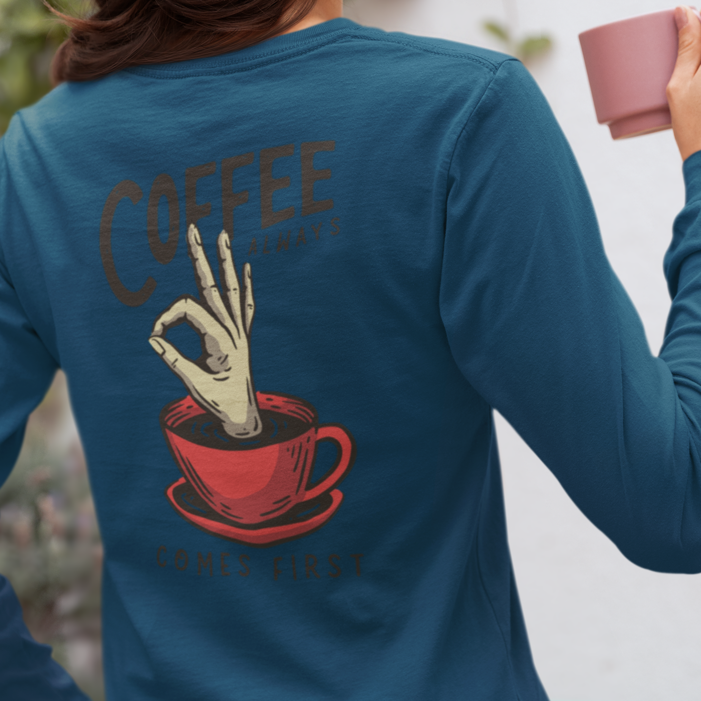 Streetwear coffee graphic printed women tshirt back design
