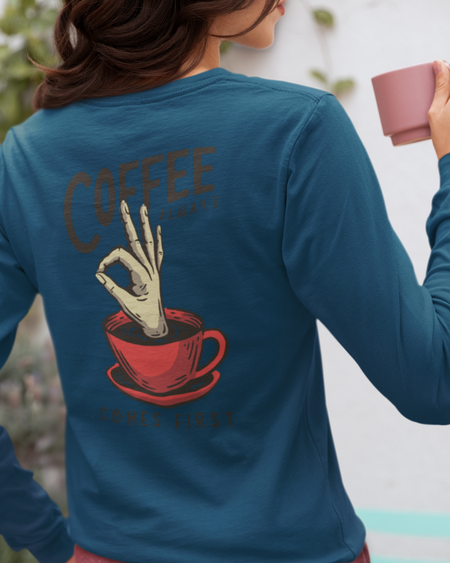 Streetwear coffee graphic printed women tshirt back design