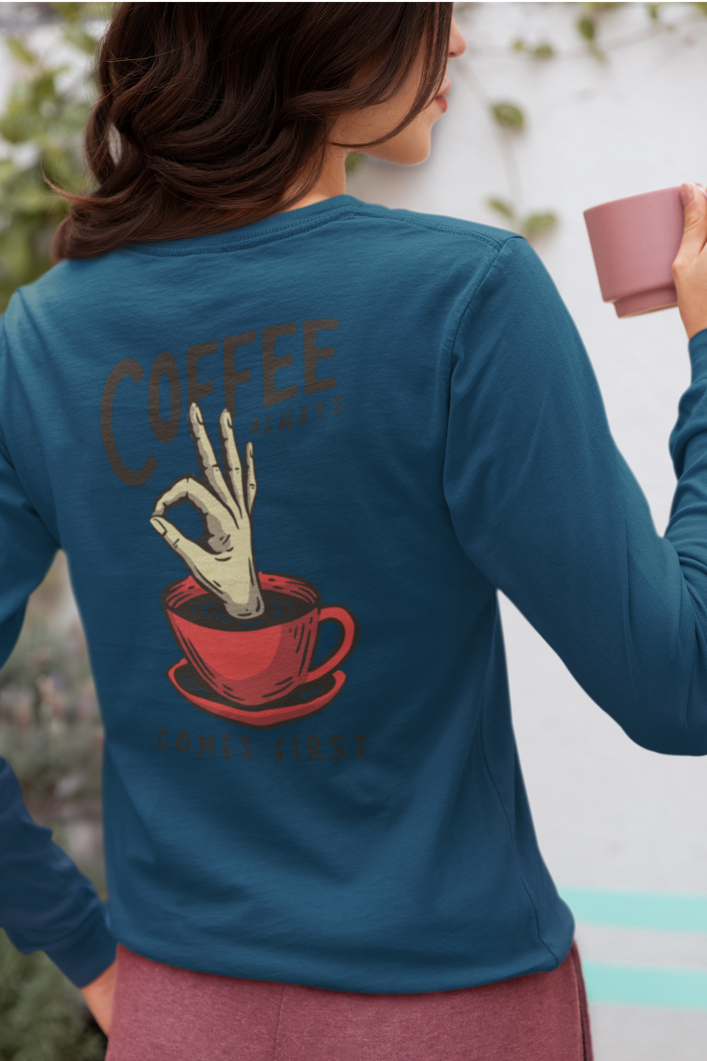 Streetwear coffee graphic printed women tshirt back design