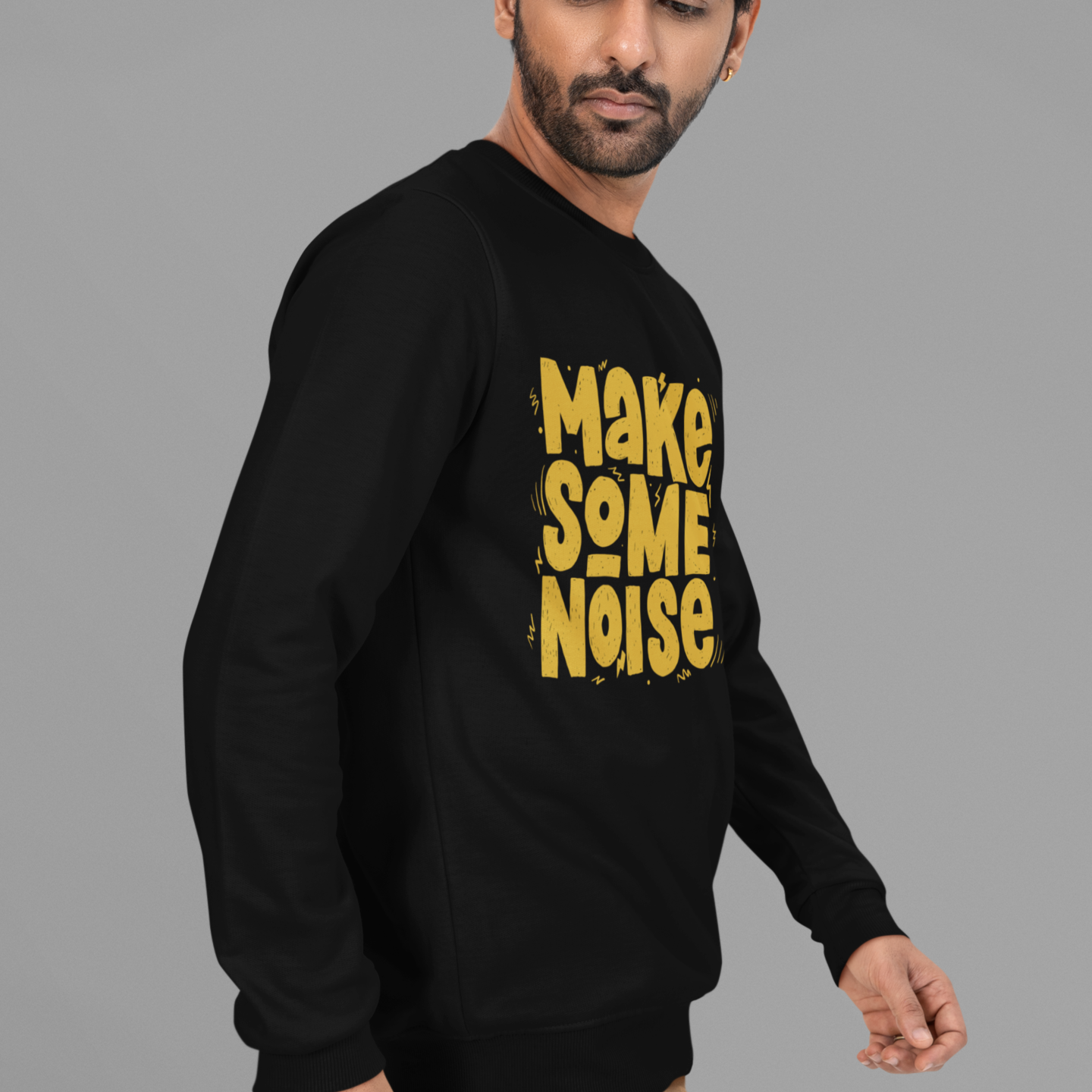 Men black back graphic printed long sleeve t-shirt