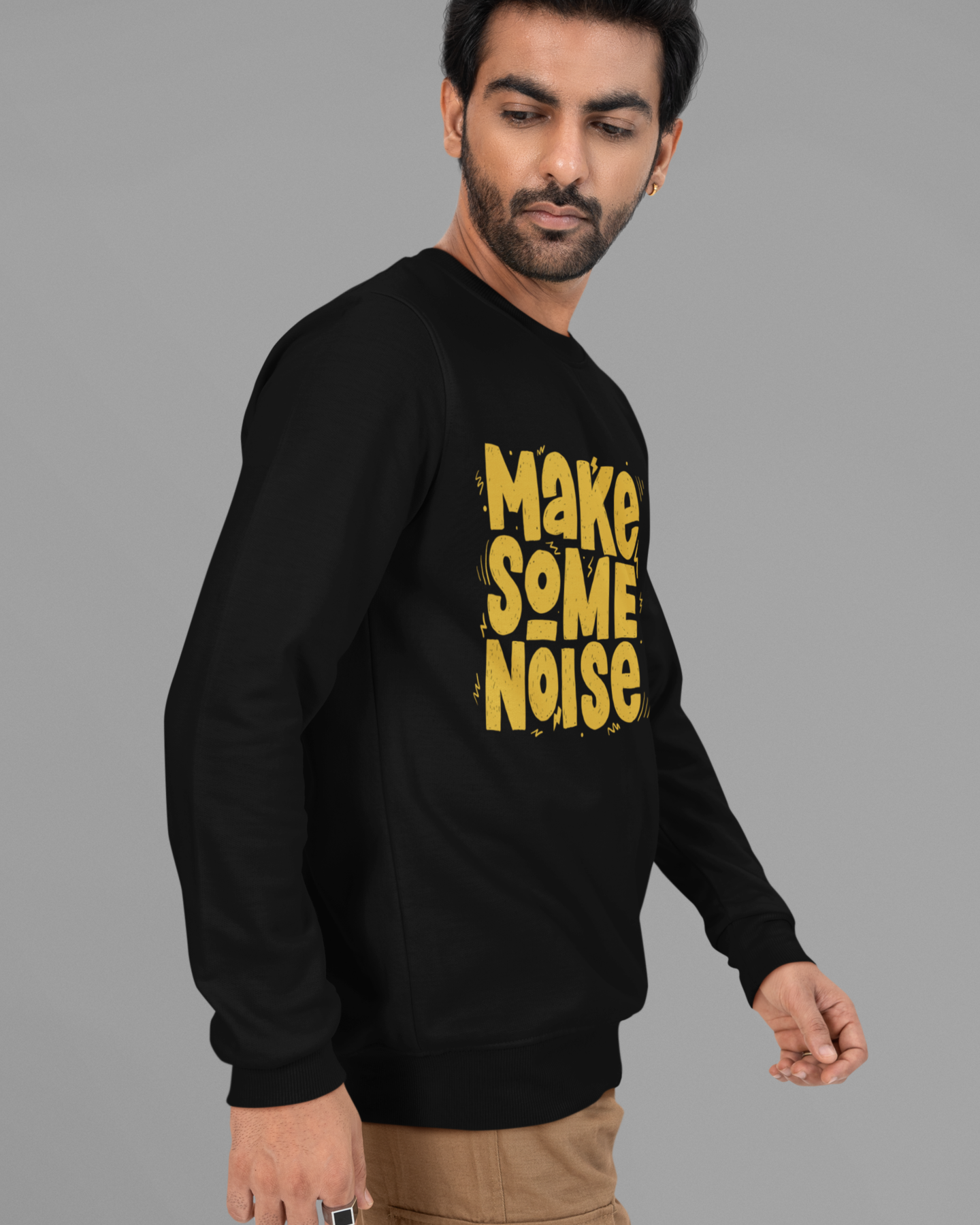 Men black back graphic printed long sleeve t-shirt